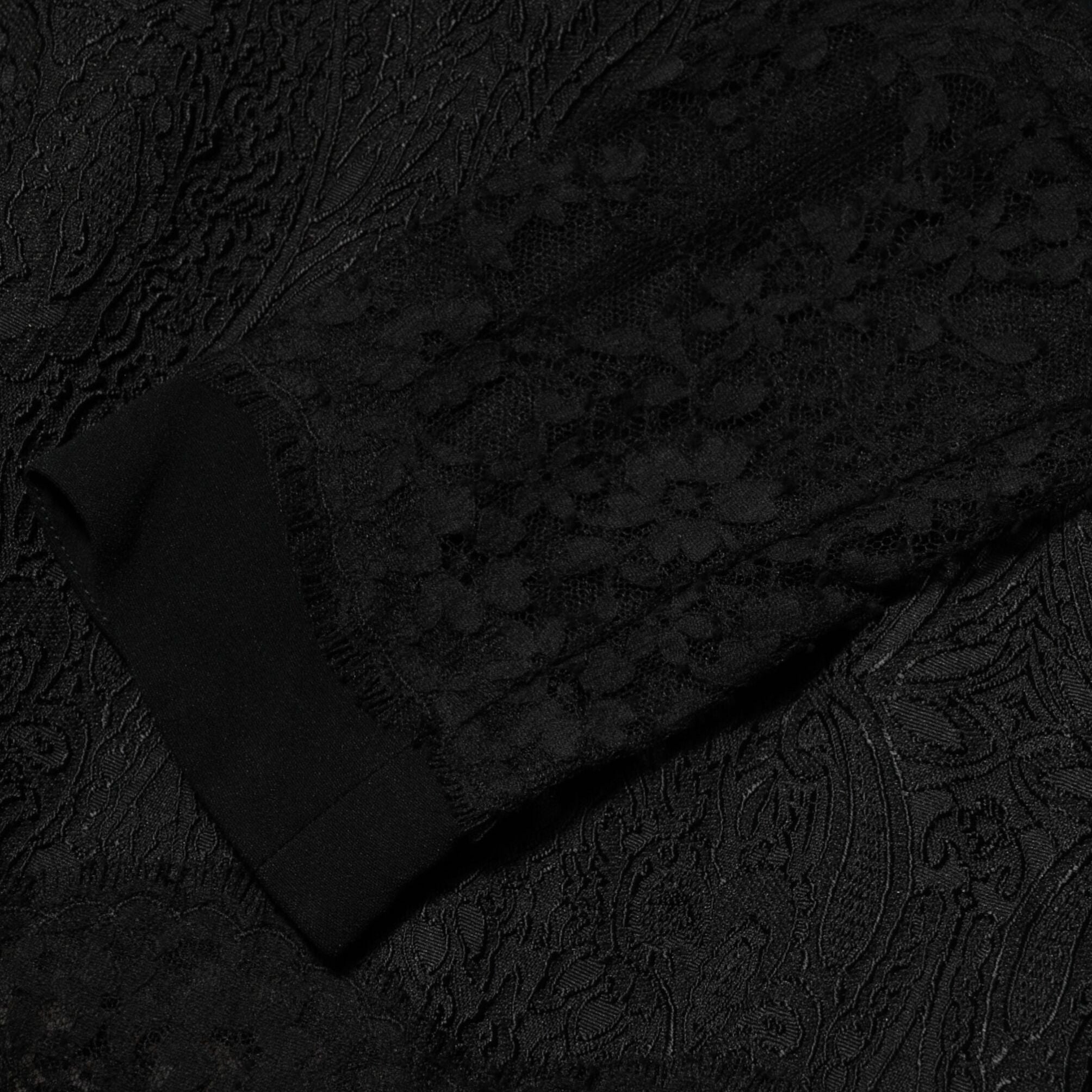 Dolce & Gabbana Black Floral Lace Trim Sheath A-line Dress