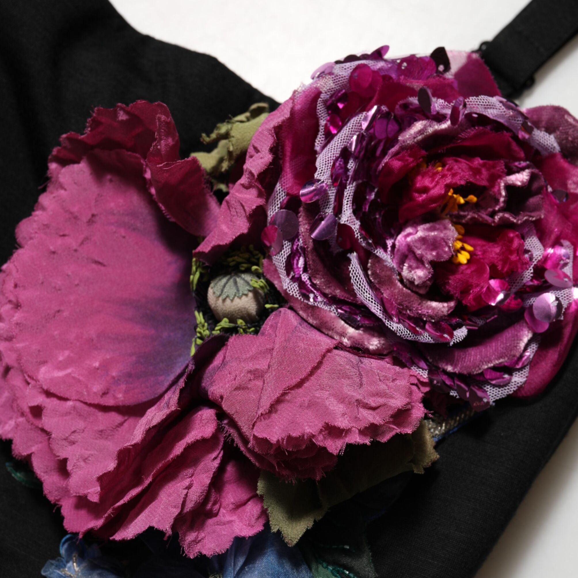Dolce & Gabbana Black Flower Applqies Bodycon Sheath Dress