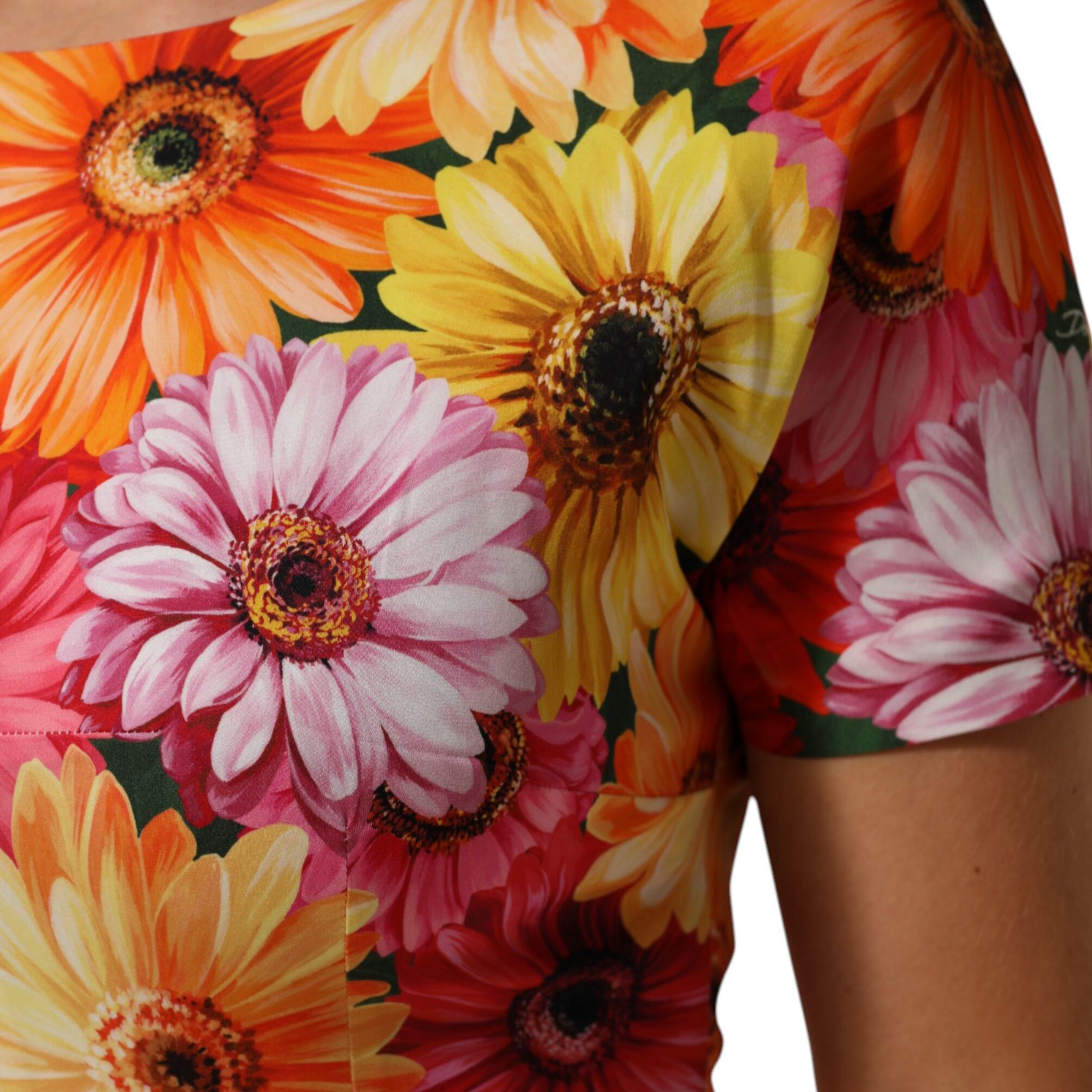 Dolce & Gabbana Multicolor Floral Print SilkSheath Midi Dress