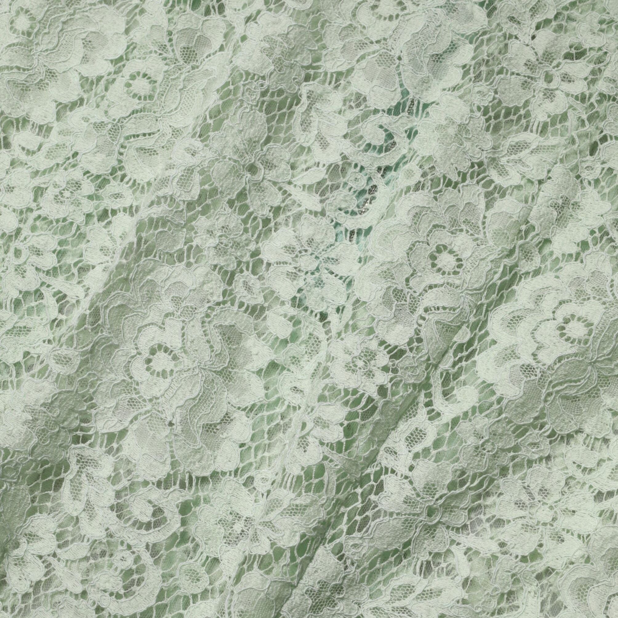 Dolce & Gabbana Mint Green Floral Lace Trim Midi Dress