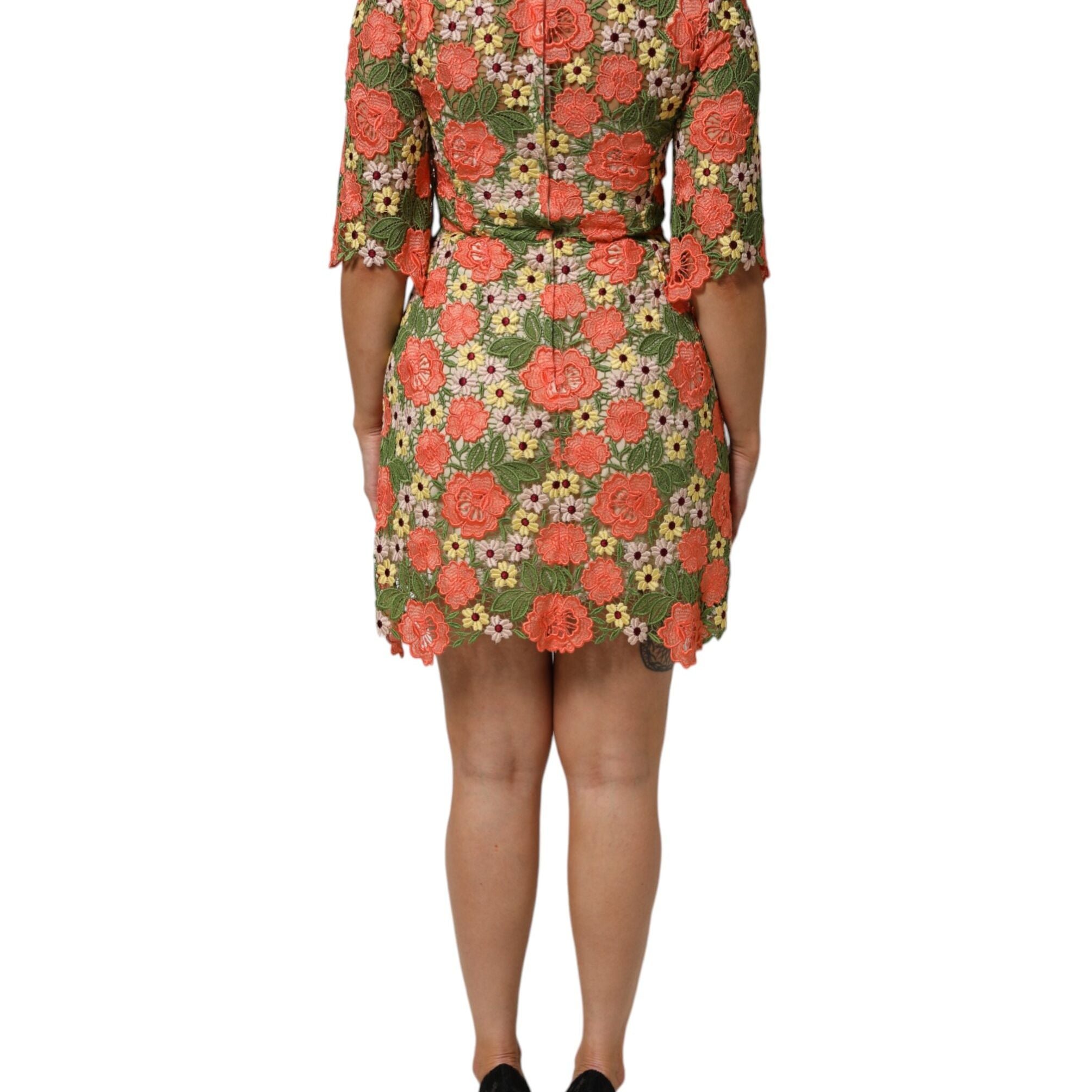 Dolce & Gabbana Multicolor Floral Embroidery Aline Mini Dress