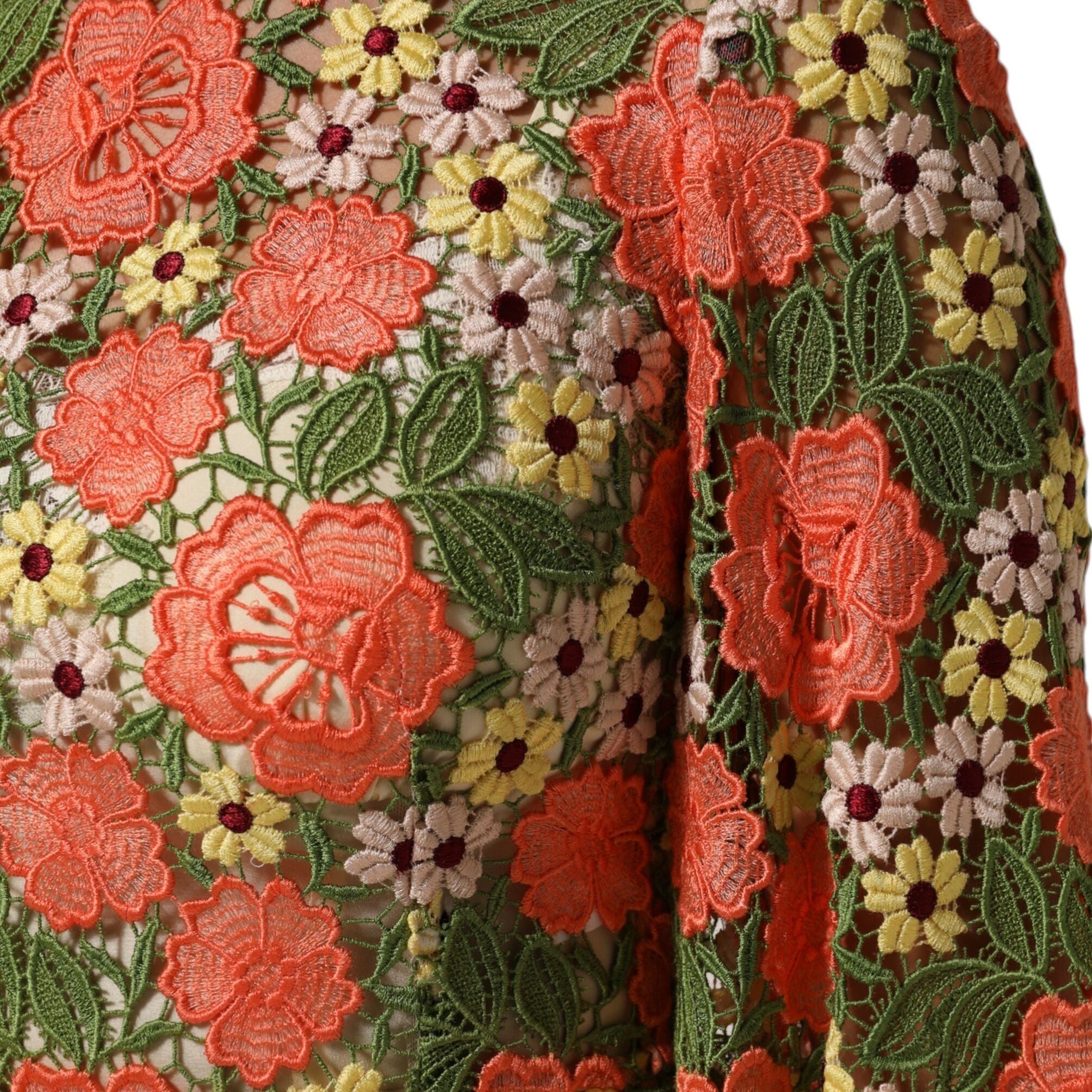 Dolce & Gabbana Multicolor Floral Embroidery Aline Mini Dress