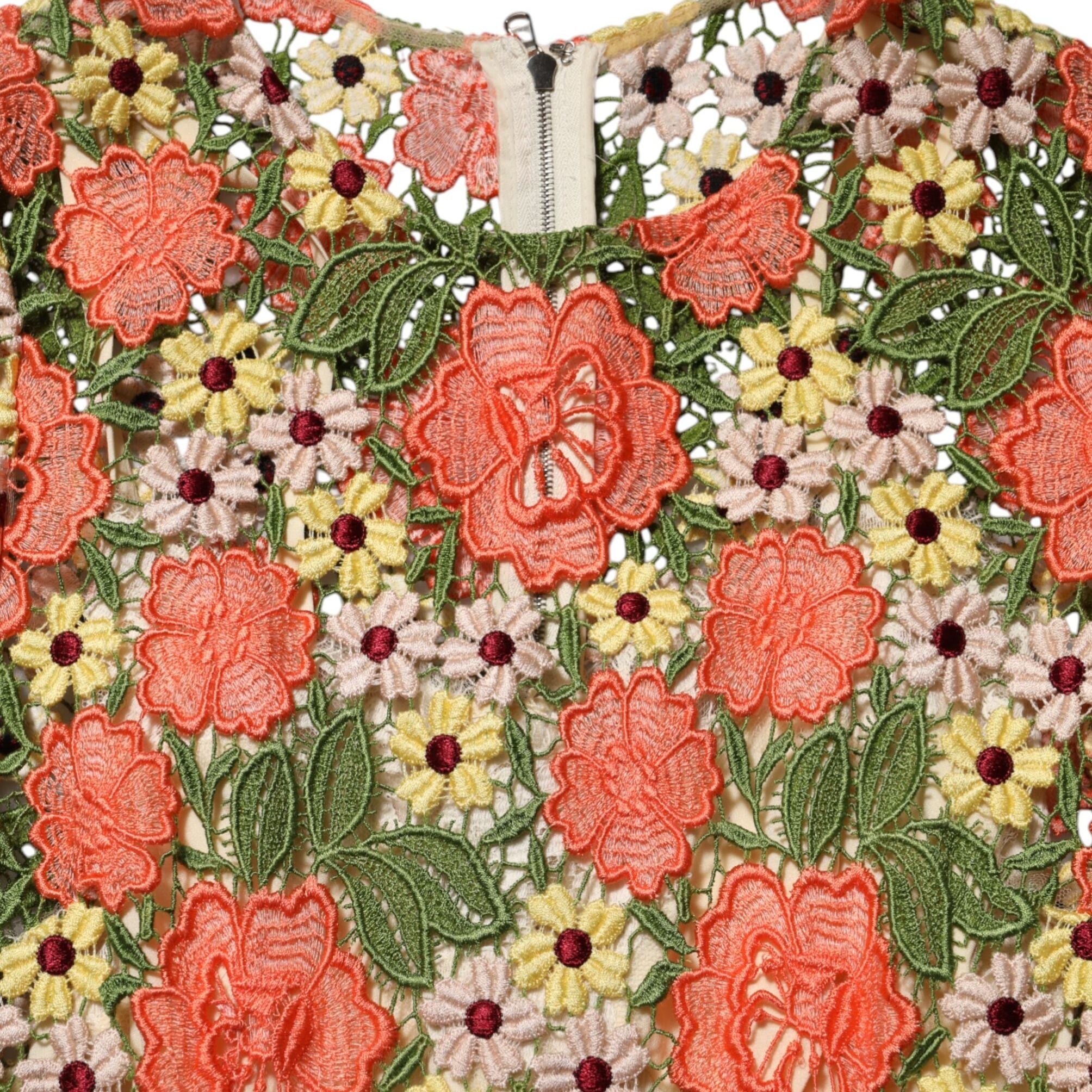 Dolce & Gabbana Multicolor Floral Embroidery Aline Mini Dress