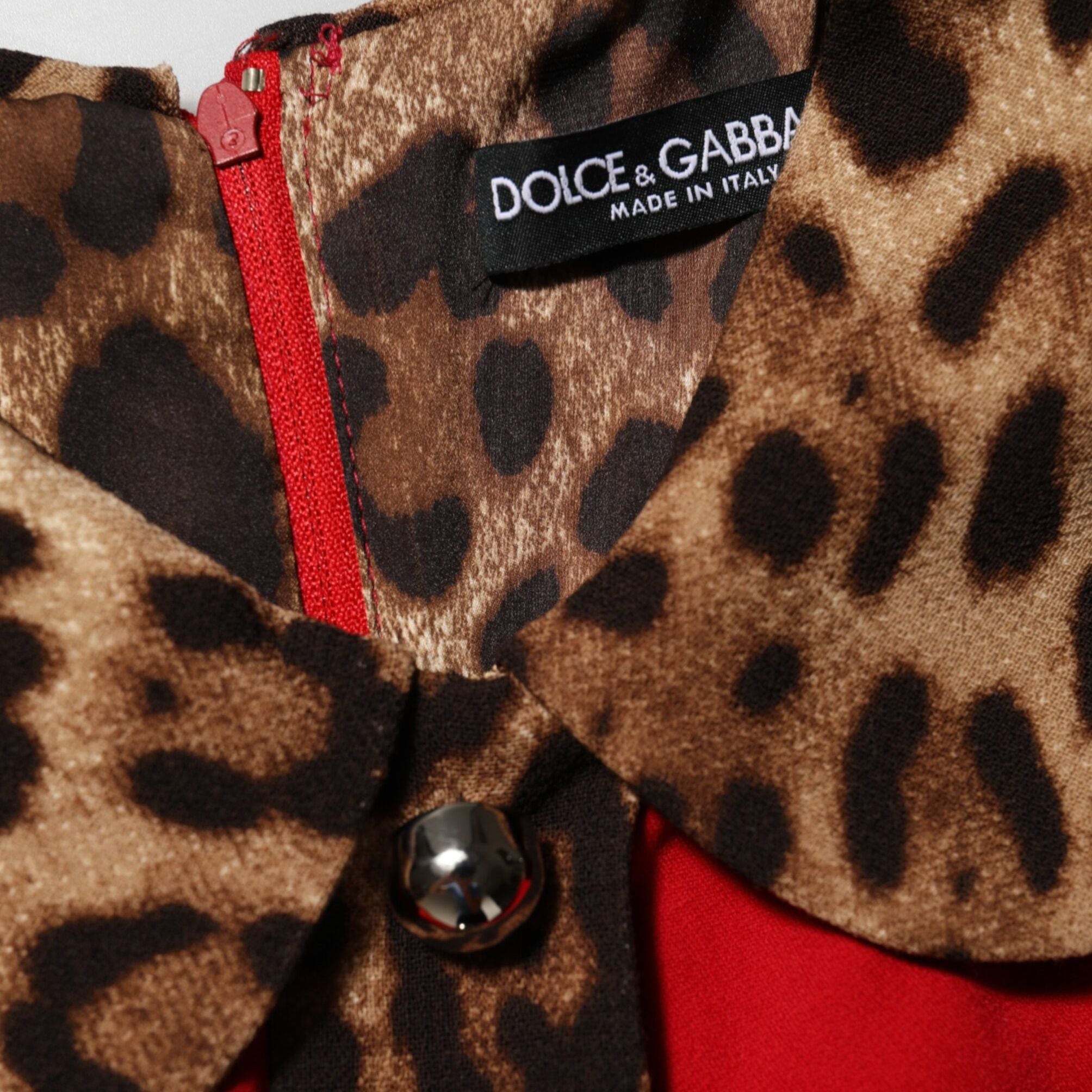 Dolce & Gabbana Red Leopard Viscose Sheath A-line Dress