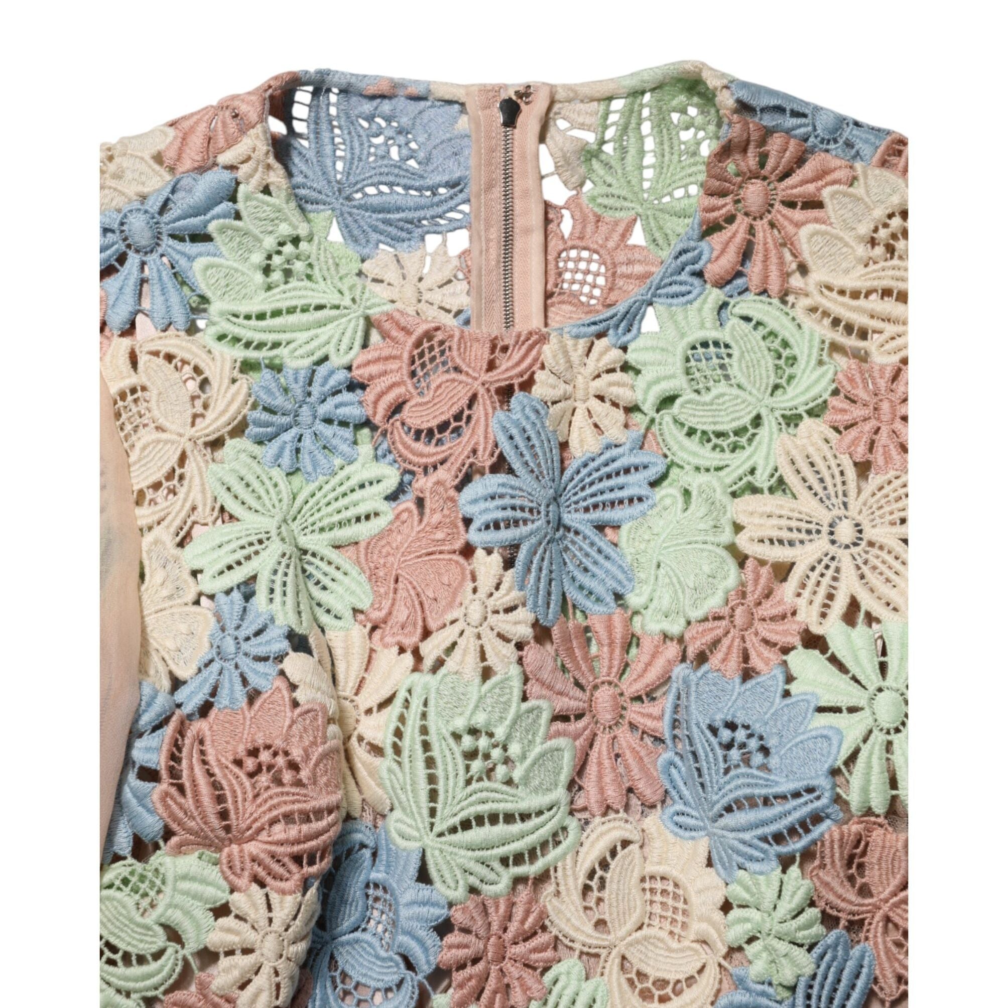 Dolce & Gabbana Pink Floral Embroidery Pleated A-line Dress