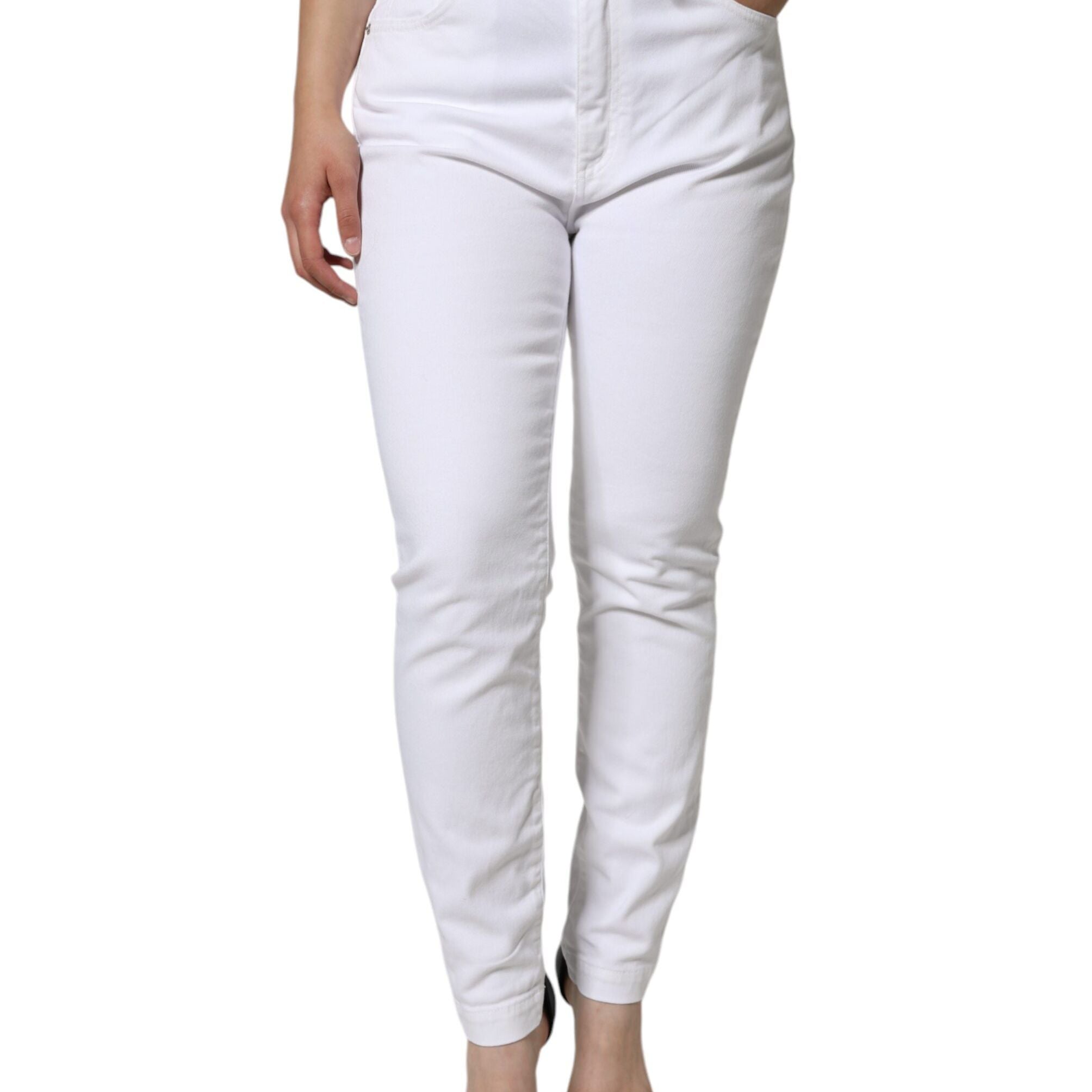 Dolce & Gabbana White AUDREY Cotton Logo Skinny Denim Jeans