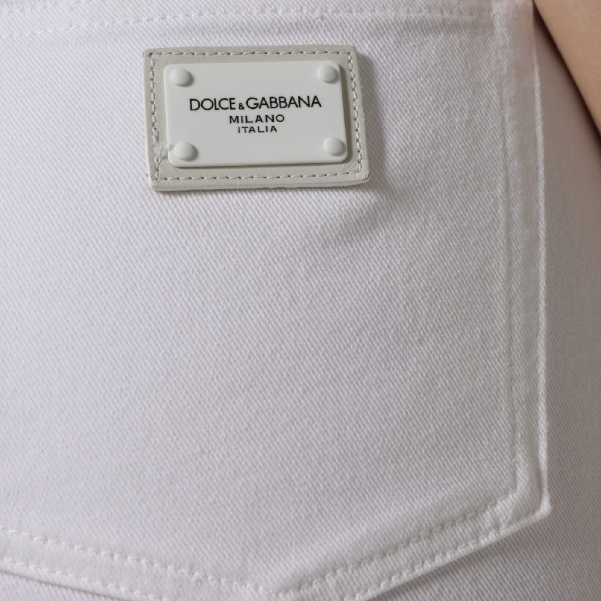 Dolce & Gabbana White AUDREY Cotton Logo Skinny Denim Jeans