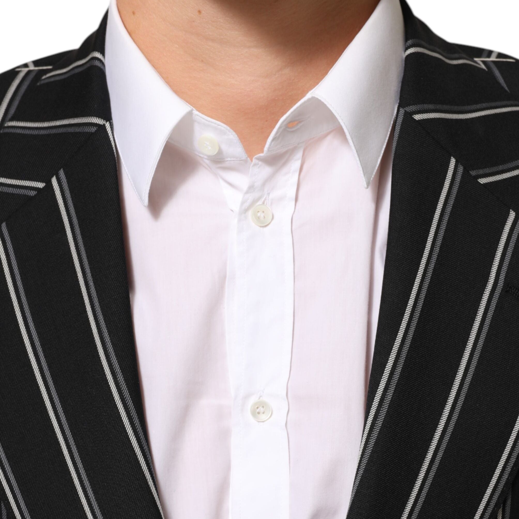 Dolce & Gabbana Black Stripes SICILIA 1 Button Suit Blazer