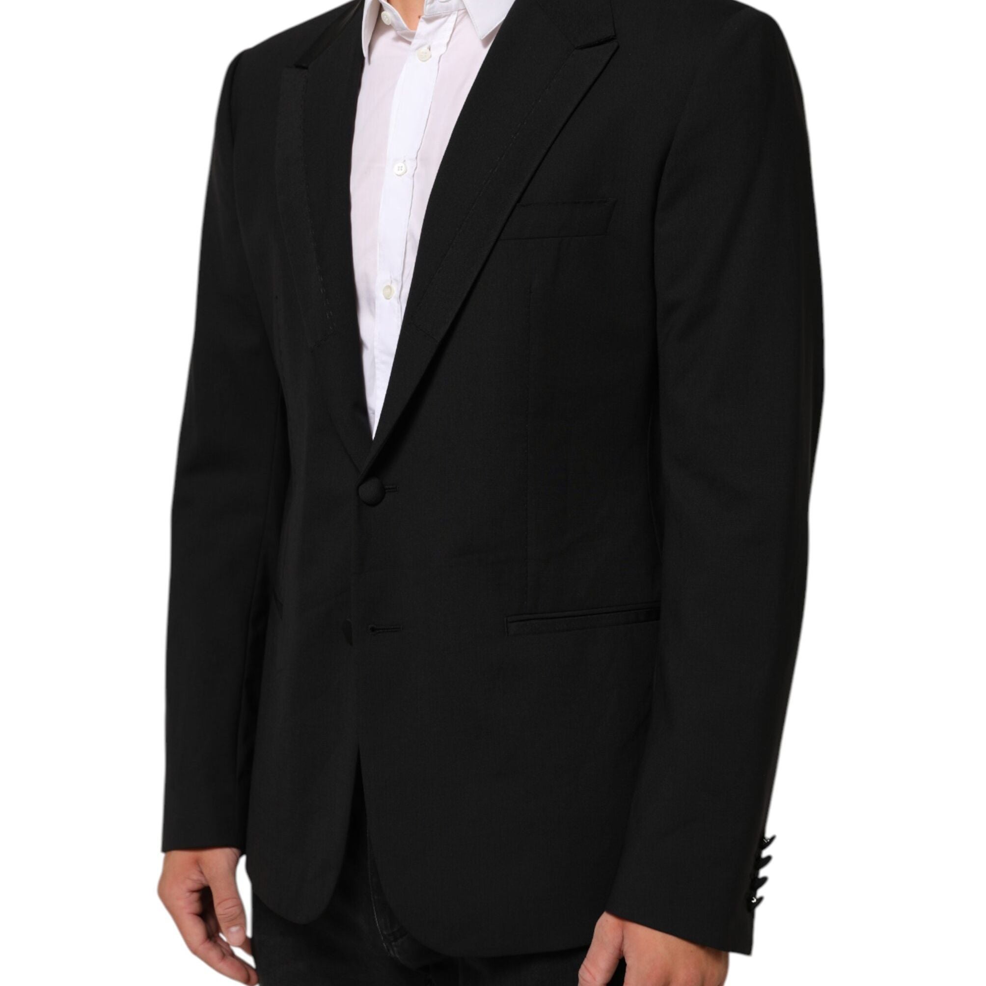 Dolce & Gabbana Black Wool 2 Buttons Suit Men Jacket Blazer