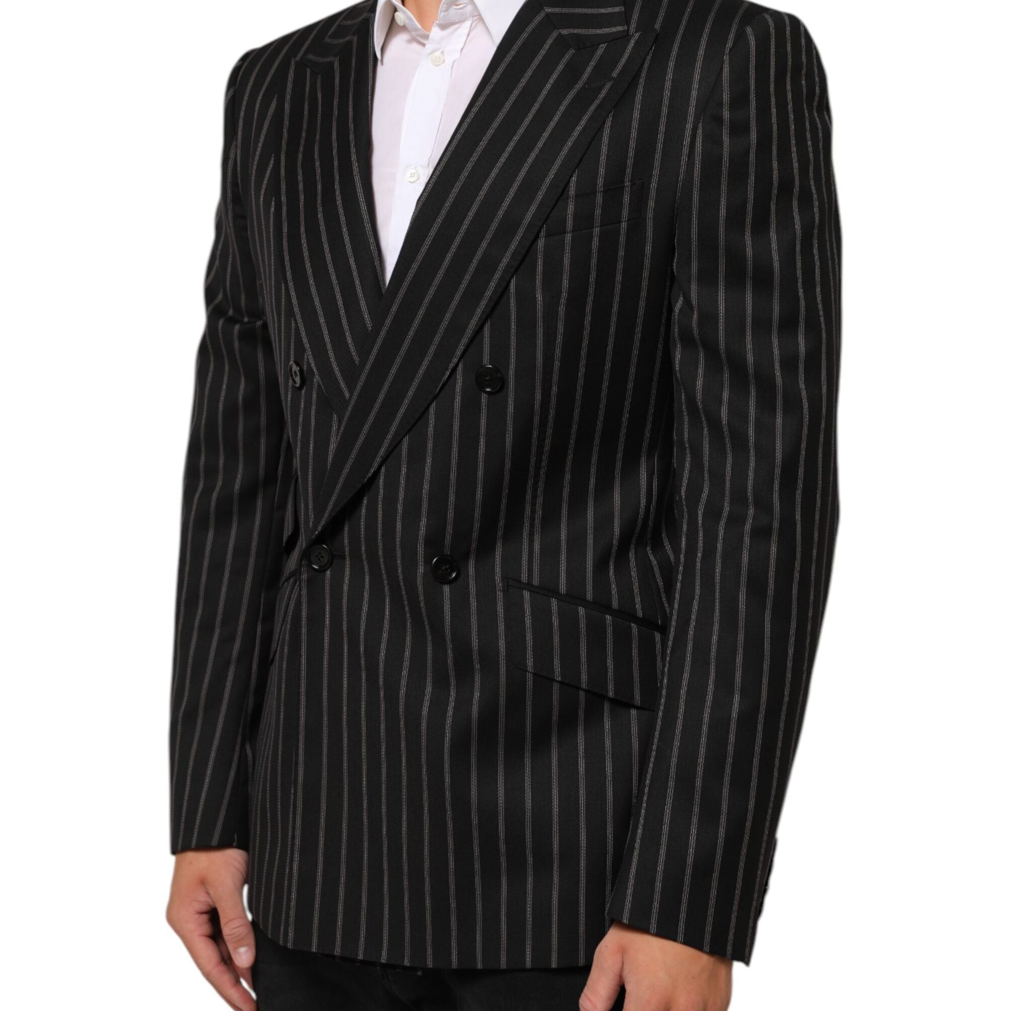 Dolce & Gabbana Black Stripes SICILIA 1 Button Suit Blazer