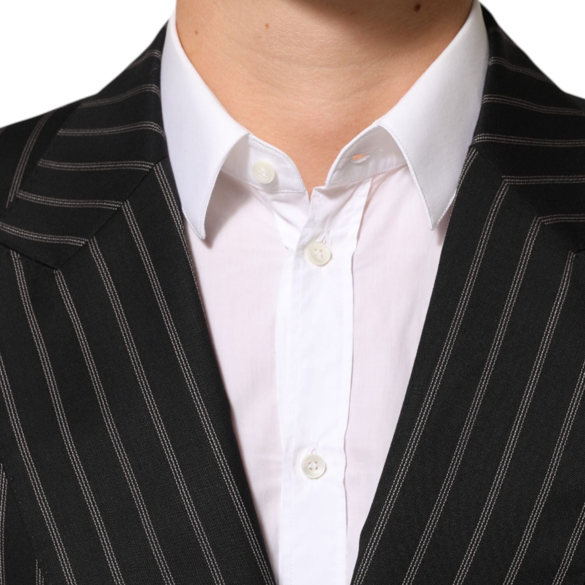 Dolce & Gabbana Black Stripes SICILIA 1 Button Suit Blazer