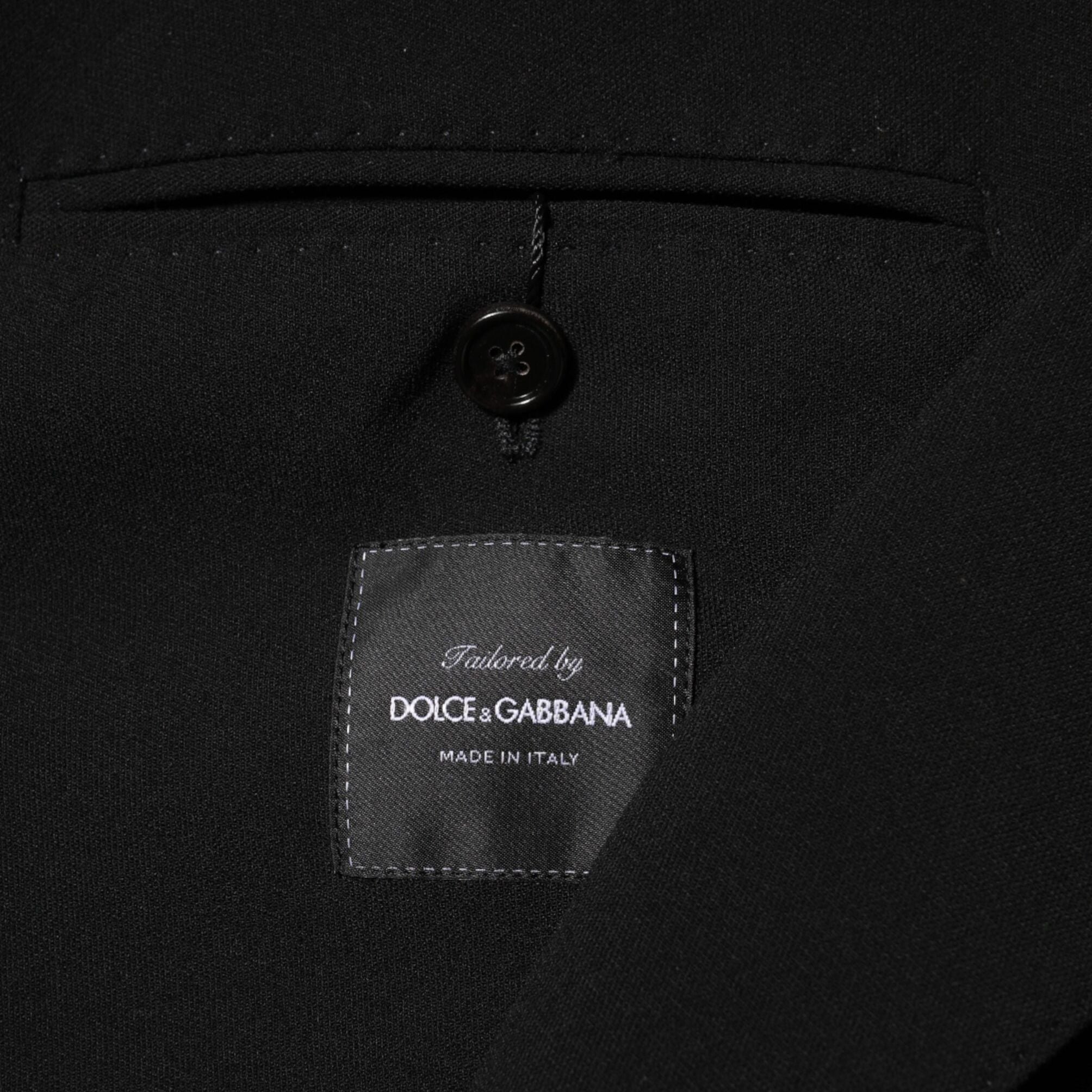 Dolce & Gabbana Black Wool Double Breasted Men Jacket Blazer
