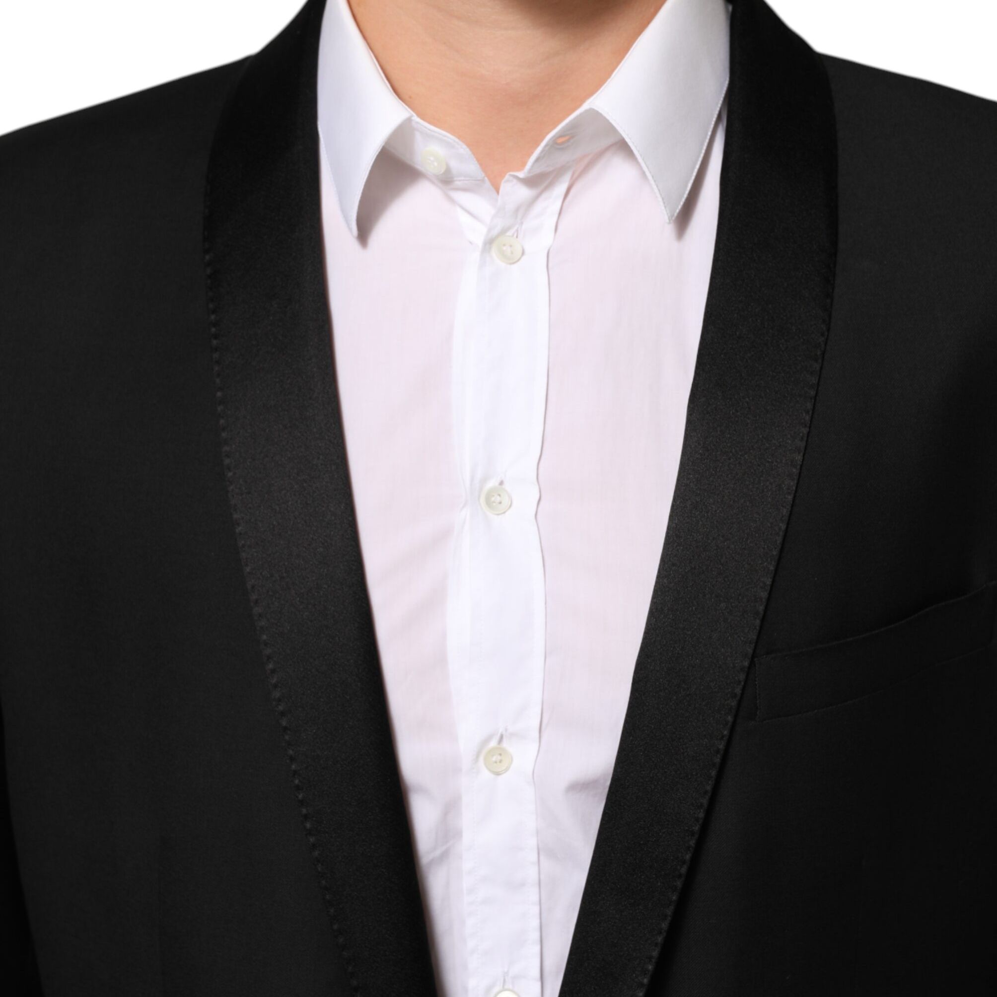 Dolce & Gabbana Black Wool GOLD 1 Button Men Suit Blazer