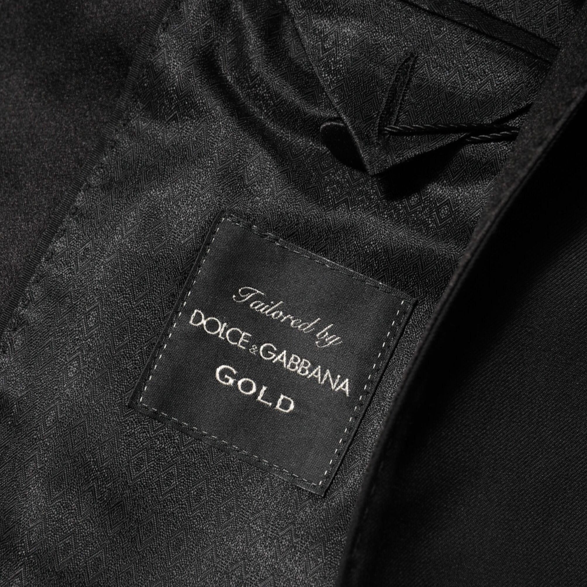 Dolce & Gabbana Black Wool GOLD 1 Button Men Suit Blazer