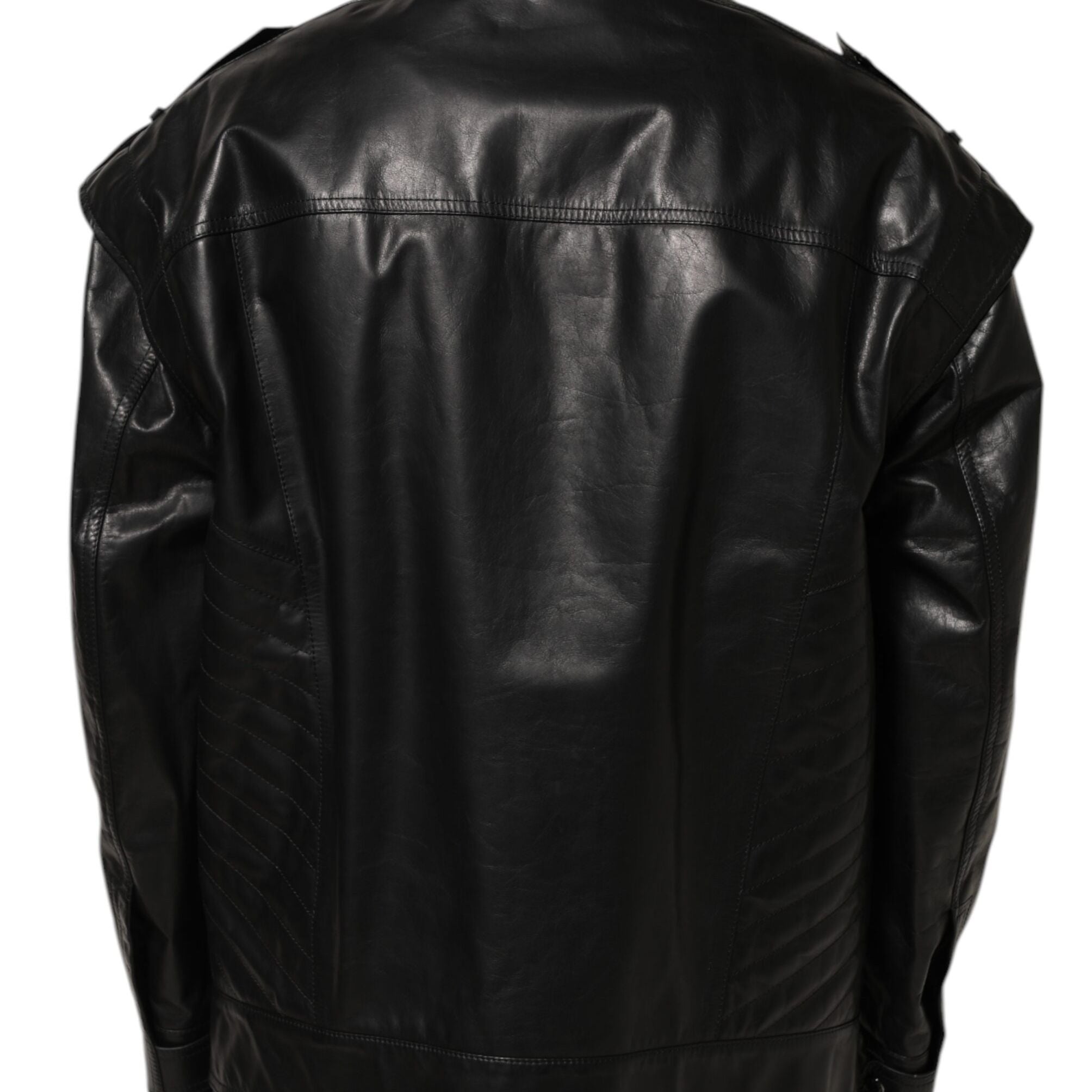 Dolce & Gabbana Black Leather Full Zip Biker Blouson Jacket