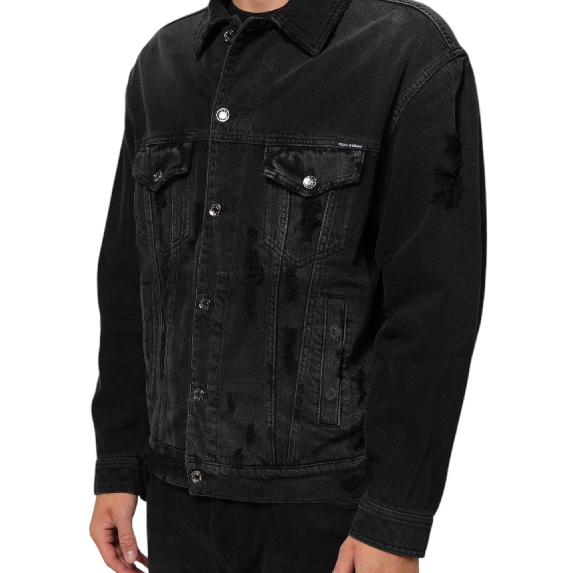 Dolce & Gabbana Black Cotton Stretch Denim Blouson Jacket