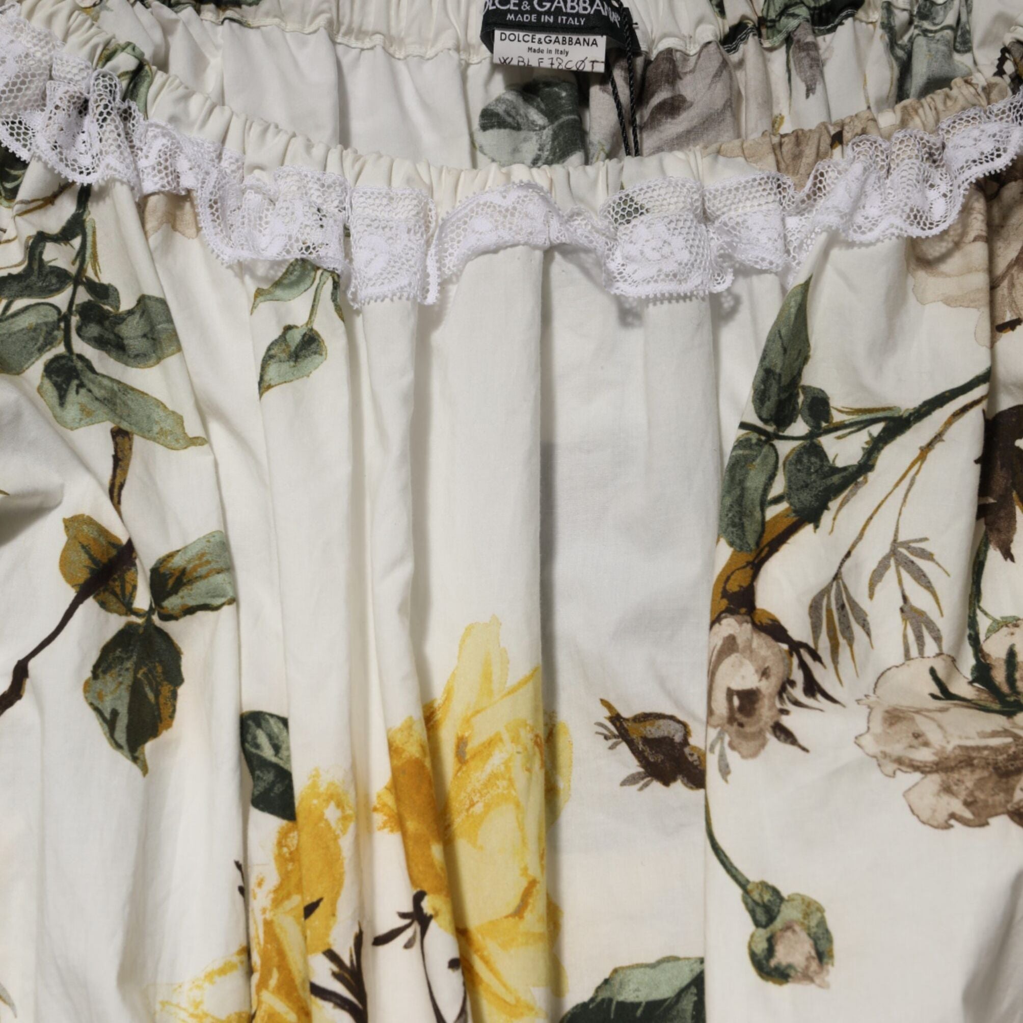Dolce & Gabbana White Floral Lace Off Shoulder Mini Dress