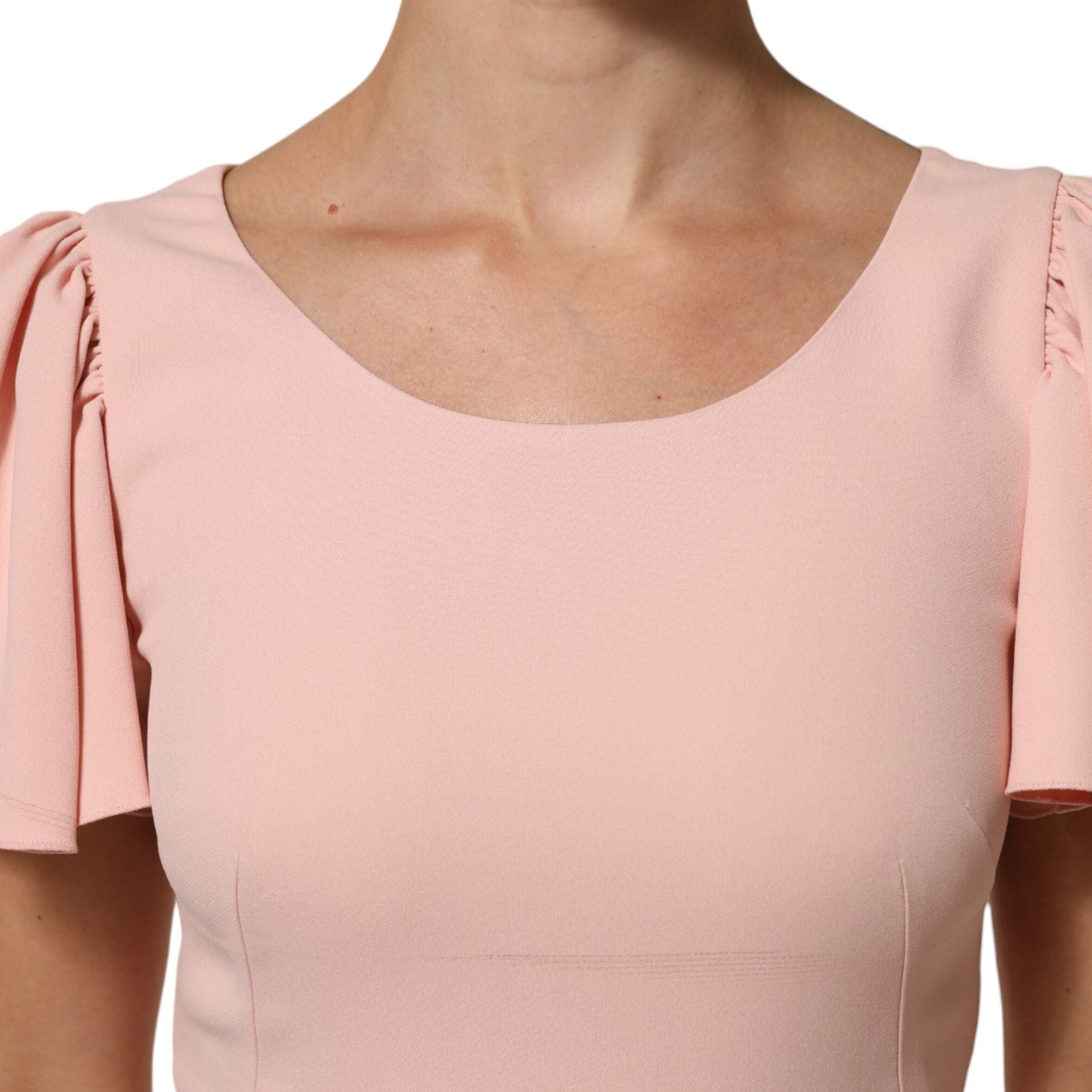 Dolce & Gabbana Pink Viscose Short Sleeves Sheath Midi Dress