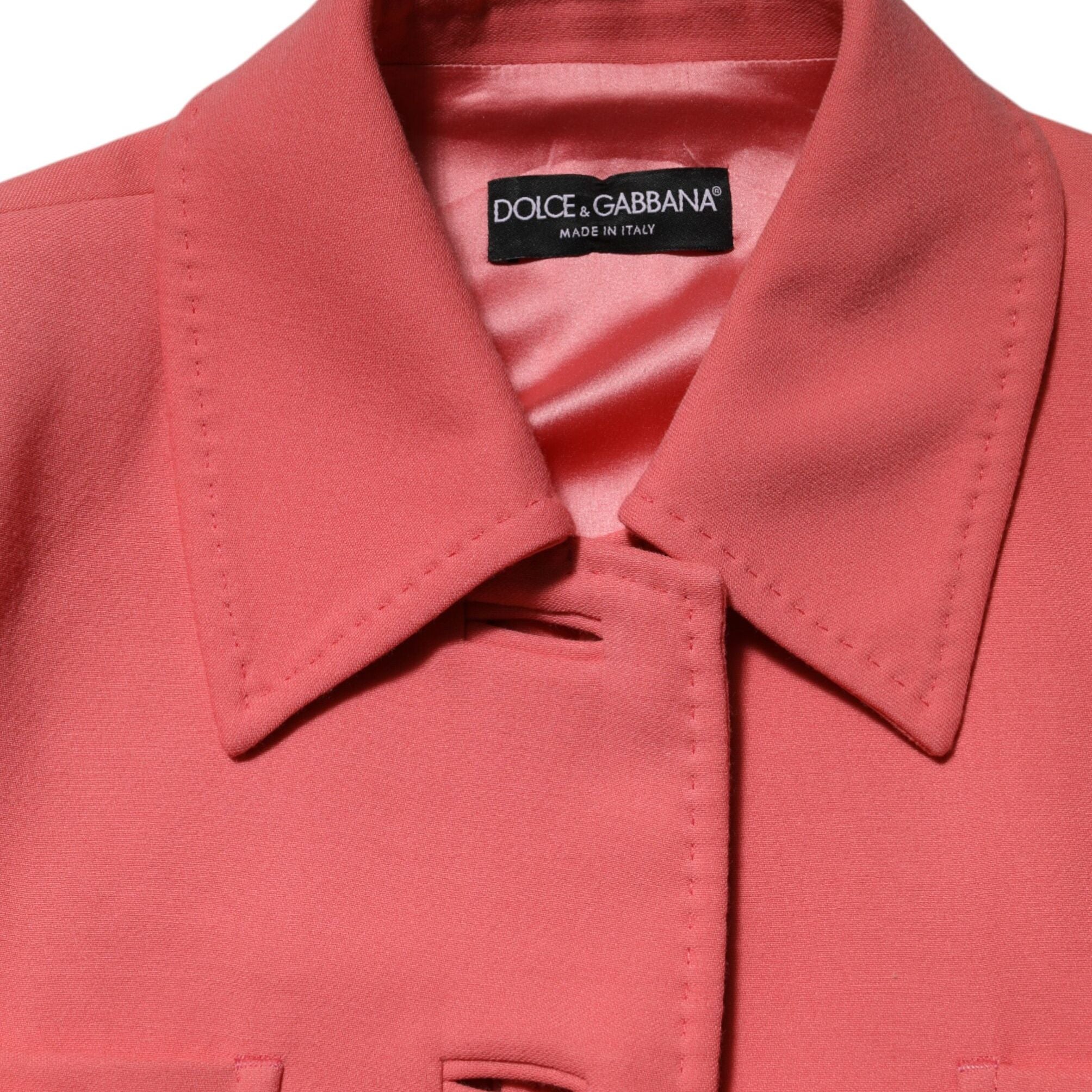 Dolce & Gabbana Pink Buttoned Down Trench Coat Jacket