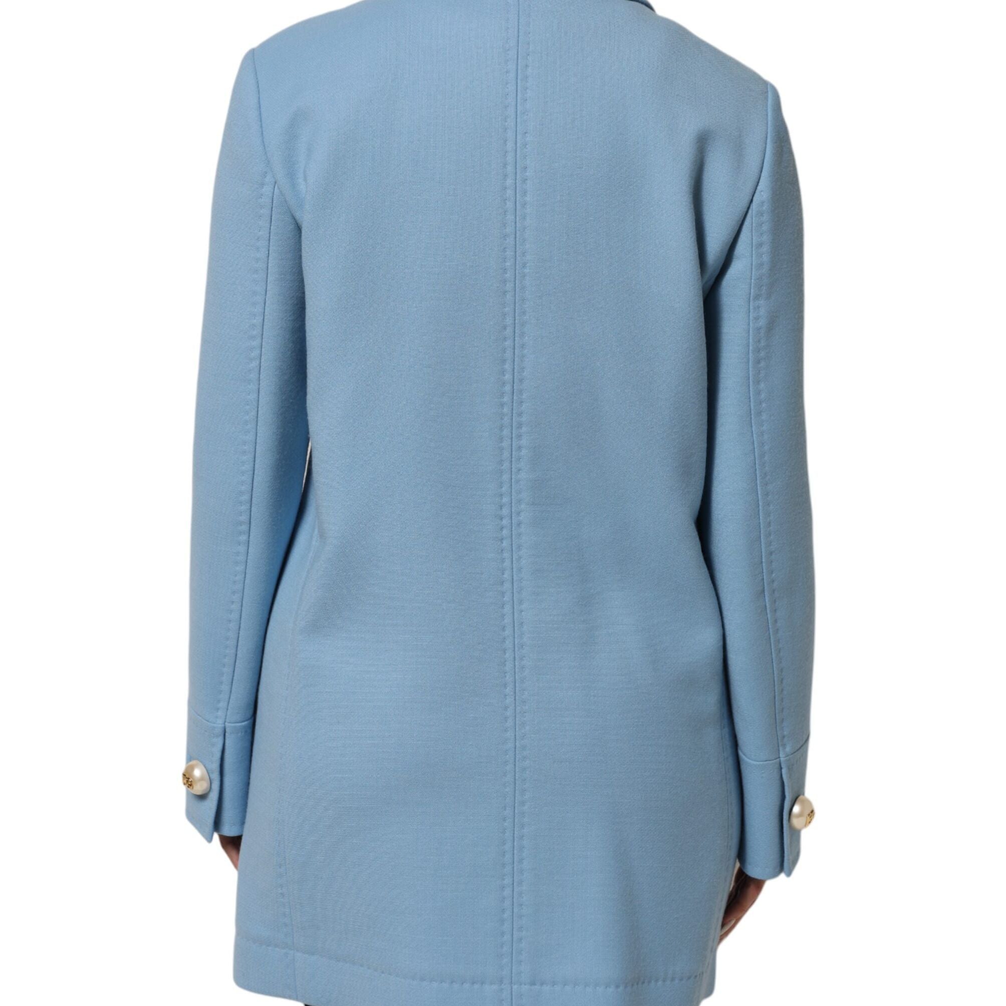 Dolce & Gabbana Blue Buttoned Down Trench Coat Jacket