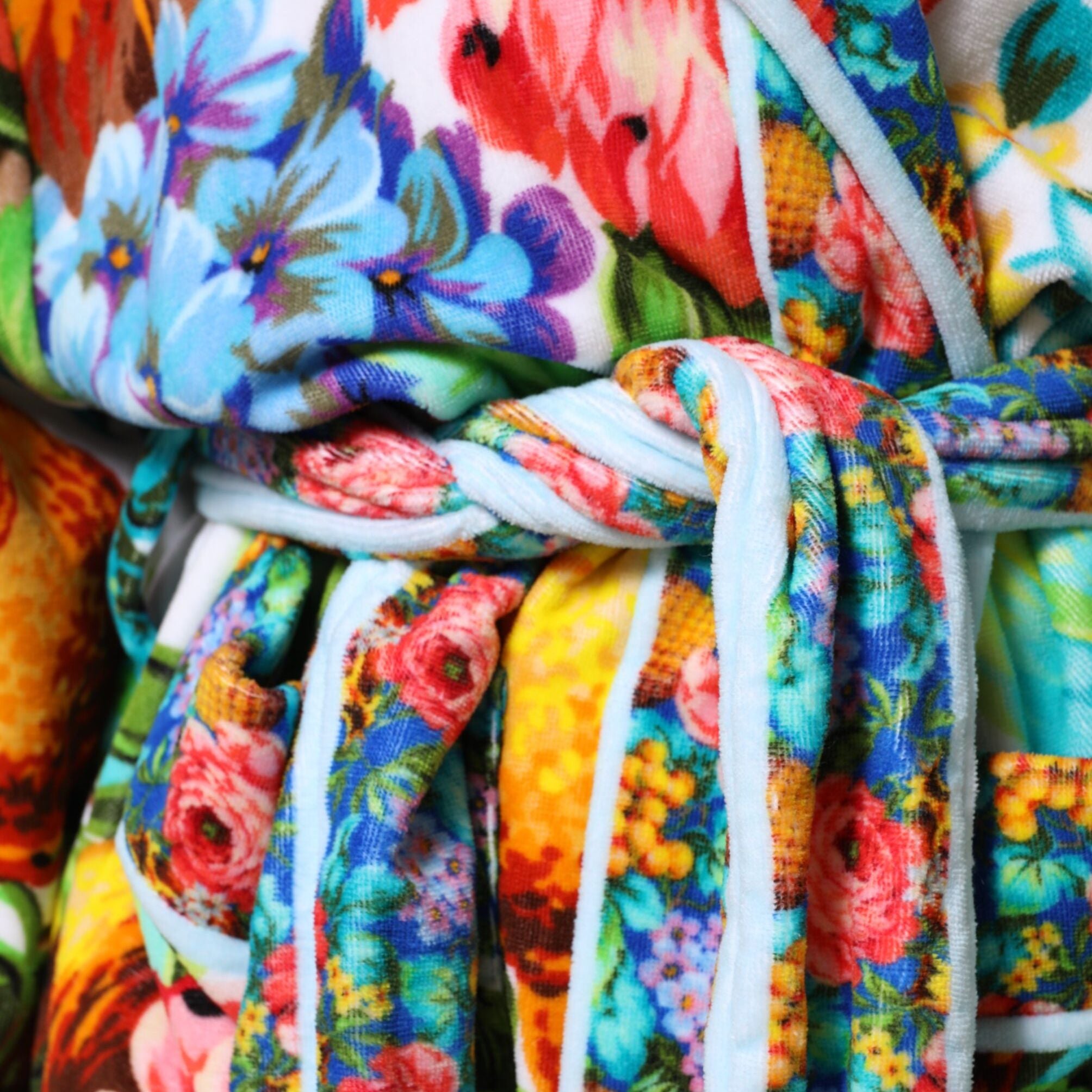 Dolce & Gabbana Multicolor Floral Print Belted Bathrobe Coat Jacket