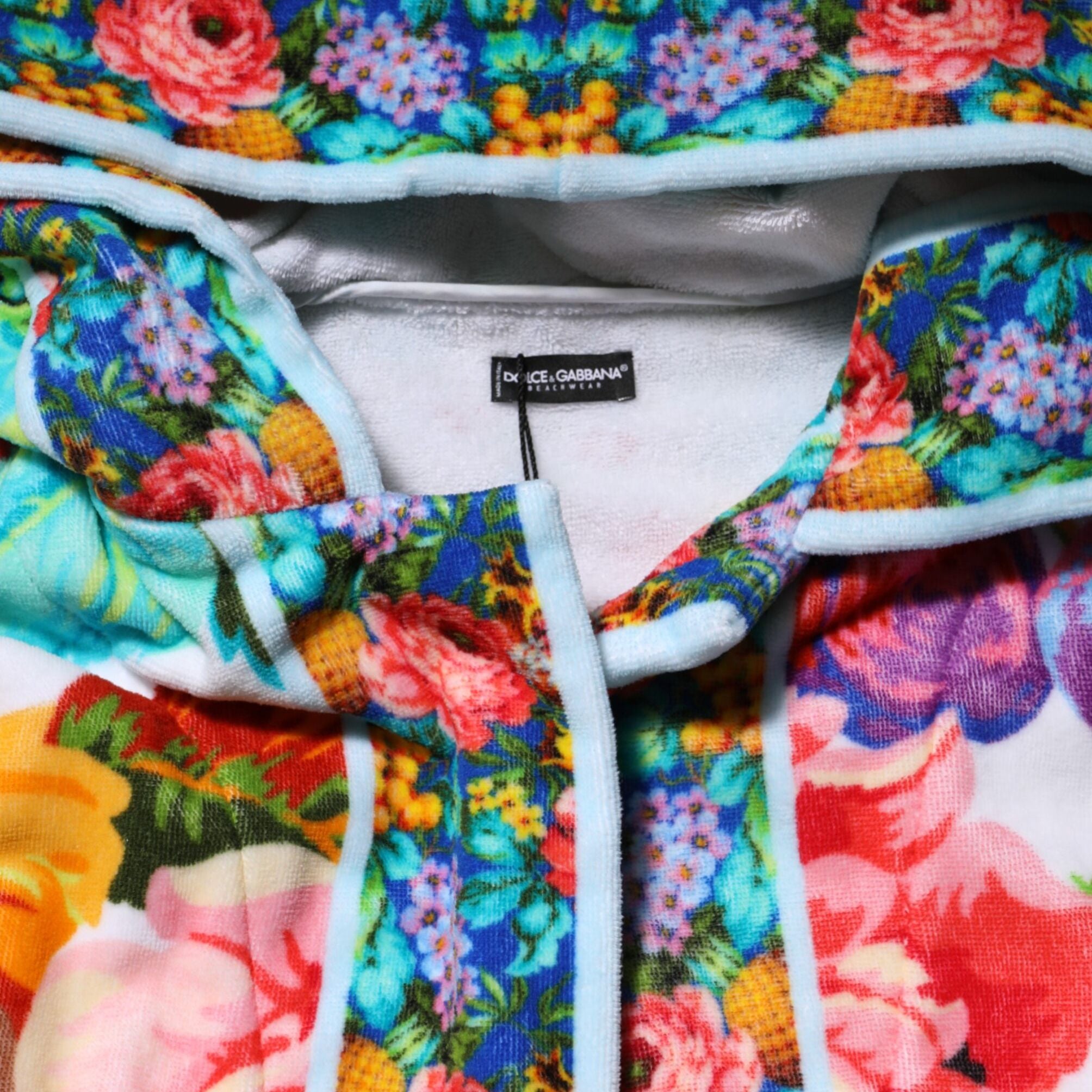 Dolce & Gabbana Multicolor Floral Print Belted Bathrobe Coat Jacket