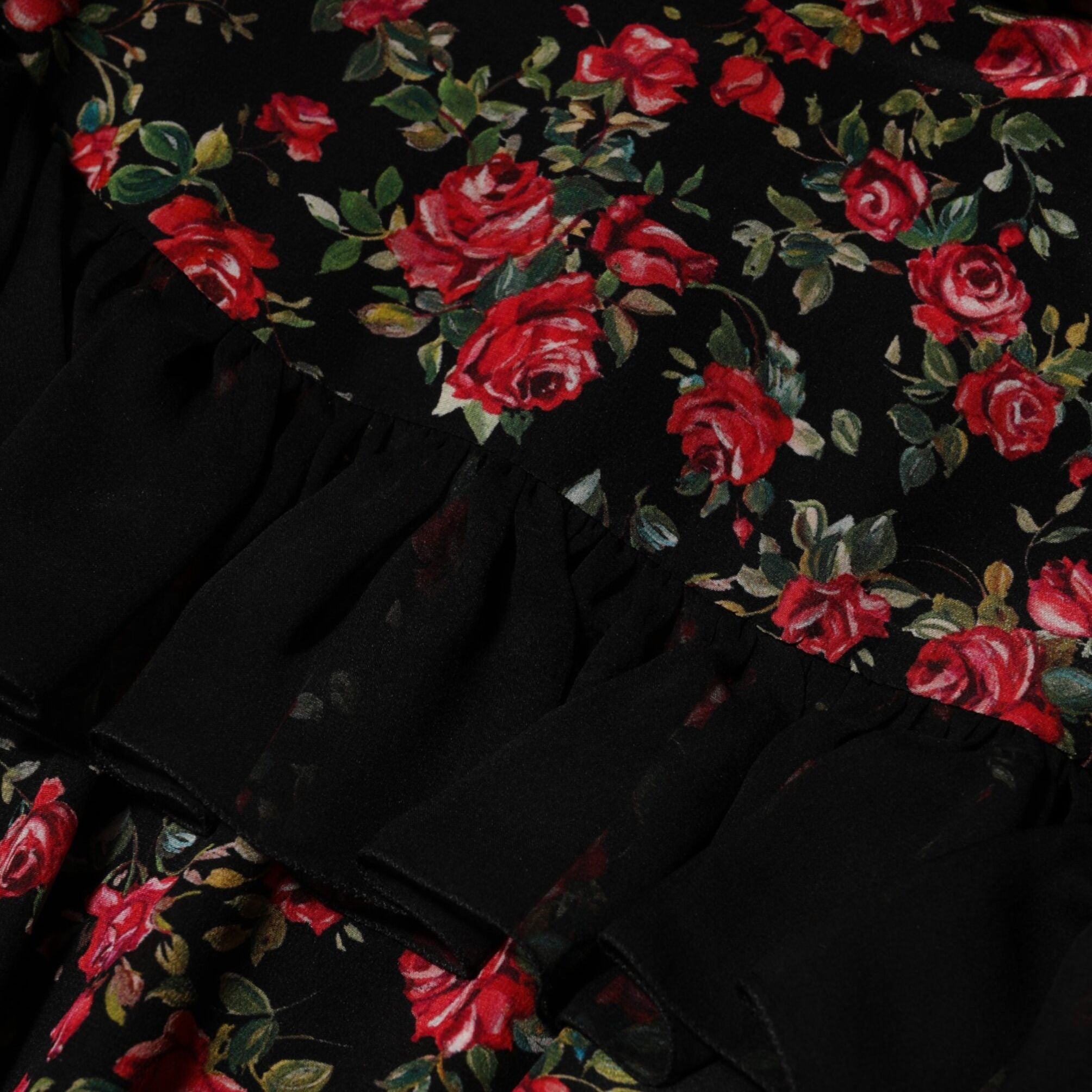 Dolce & Gabbana Black Floral Print Long Sleeve Blouse Top