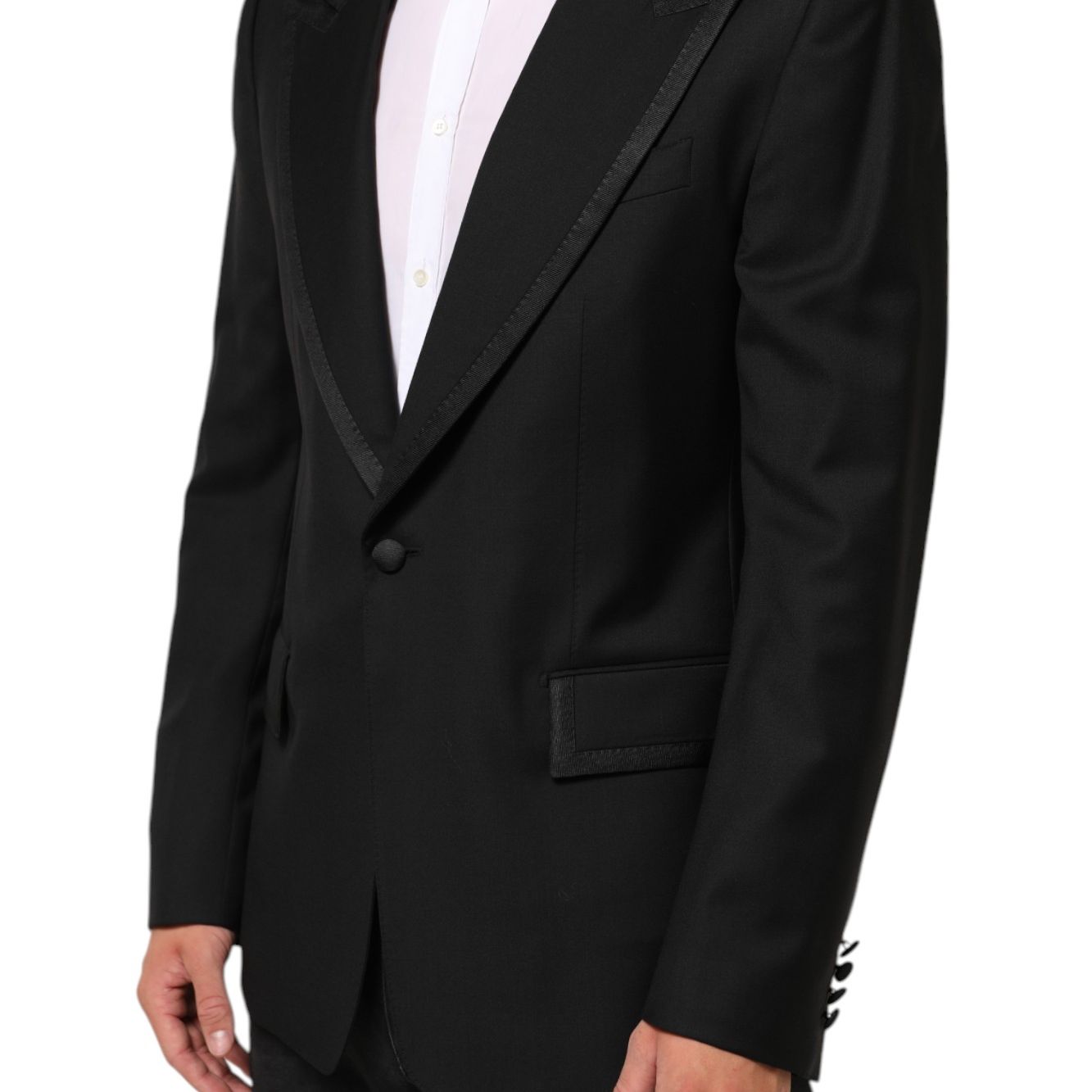 Dolce & Gabbana Black Wool 1 Button Suit Jacket Men Blazer