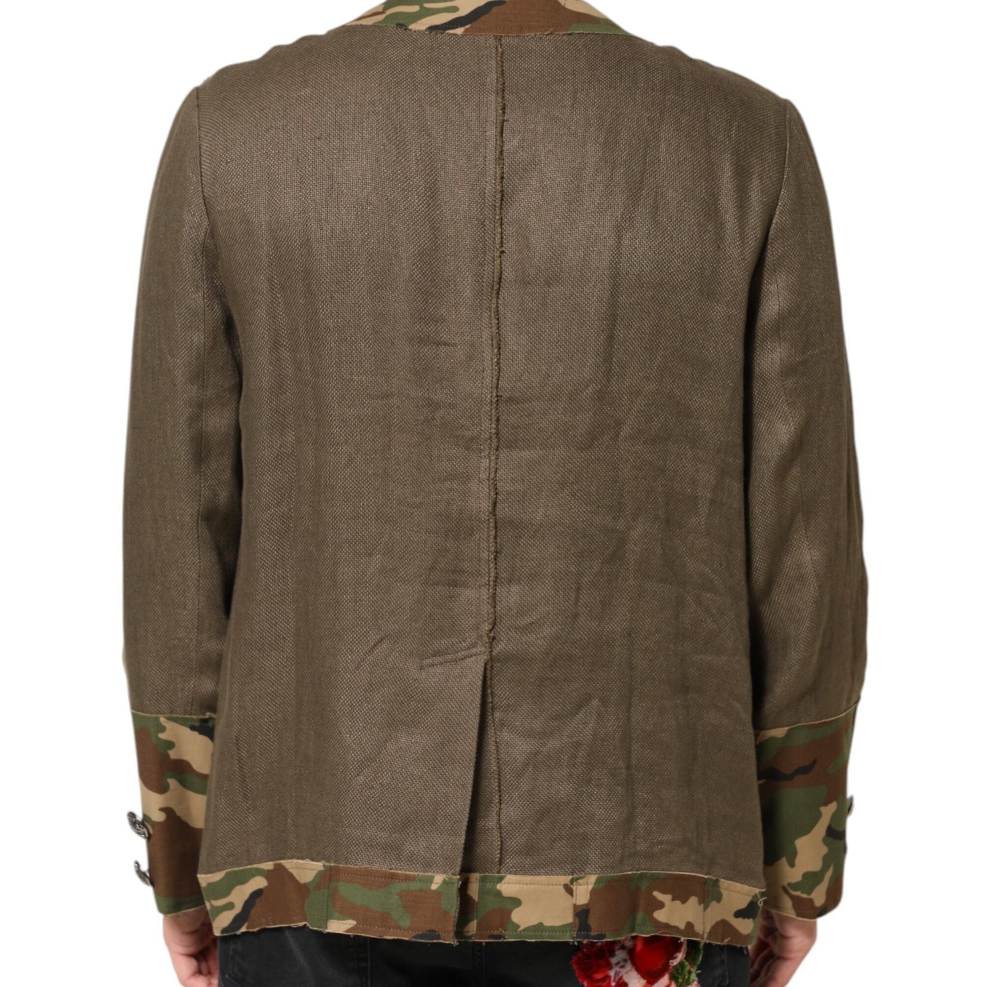 Dolce & Gabbana Brown Camouflage Linen Button Down Jacket