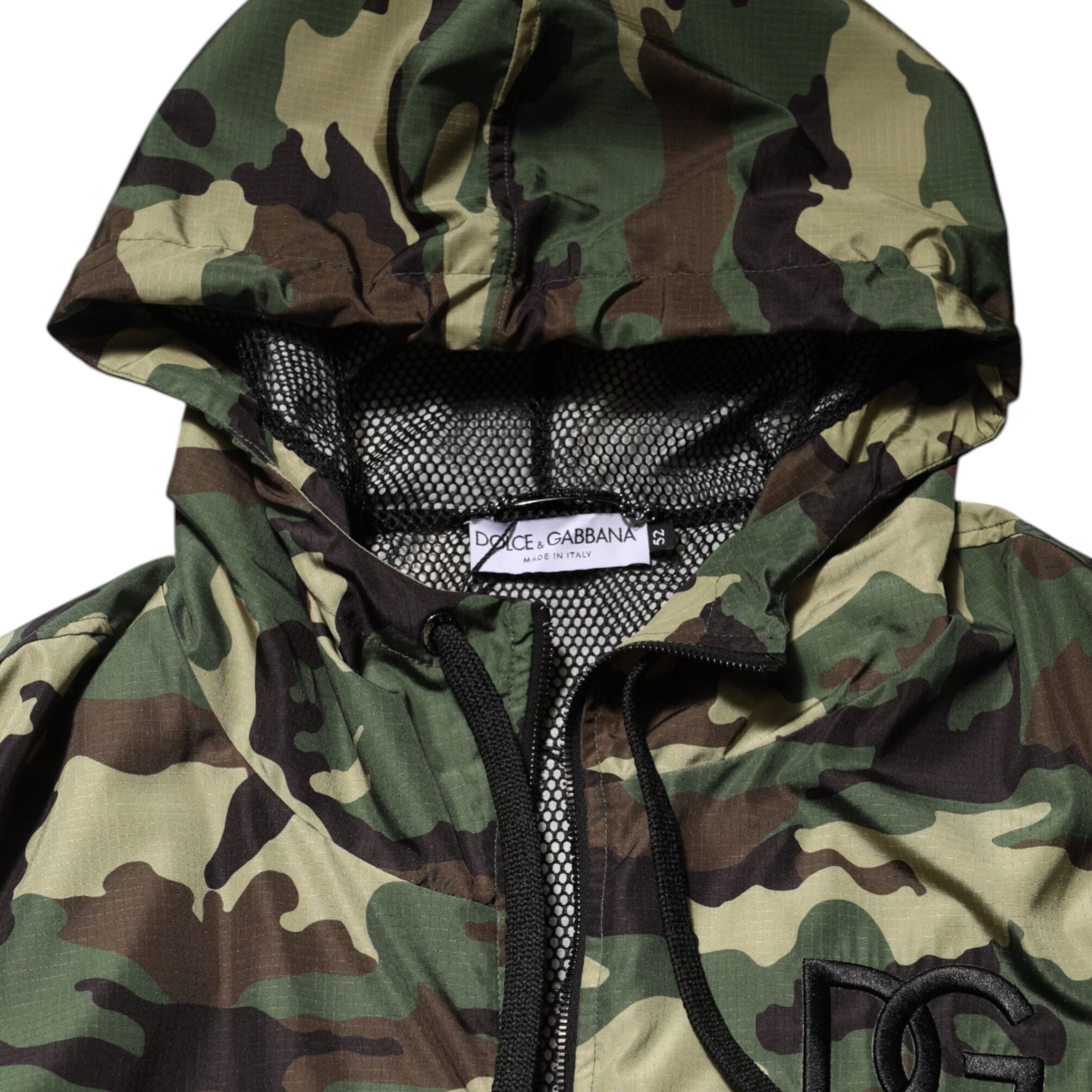 Dolce & Gabbana Green Camouflage Hooded Sweatshirt Jacket