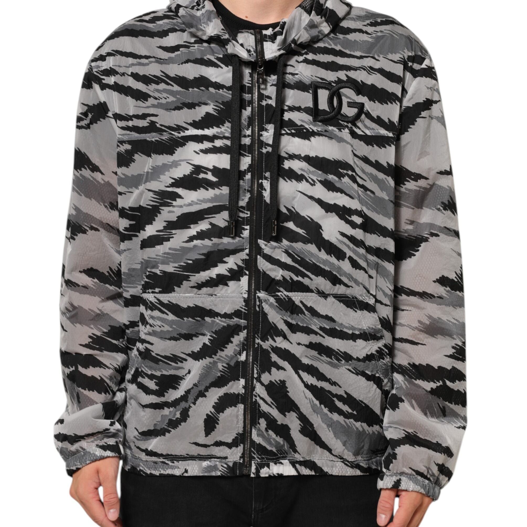 Dolce & Gabbana Gray Camouflage Hooded Sweatshirt Jacket