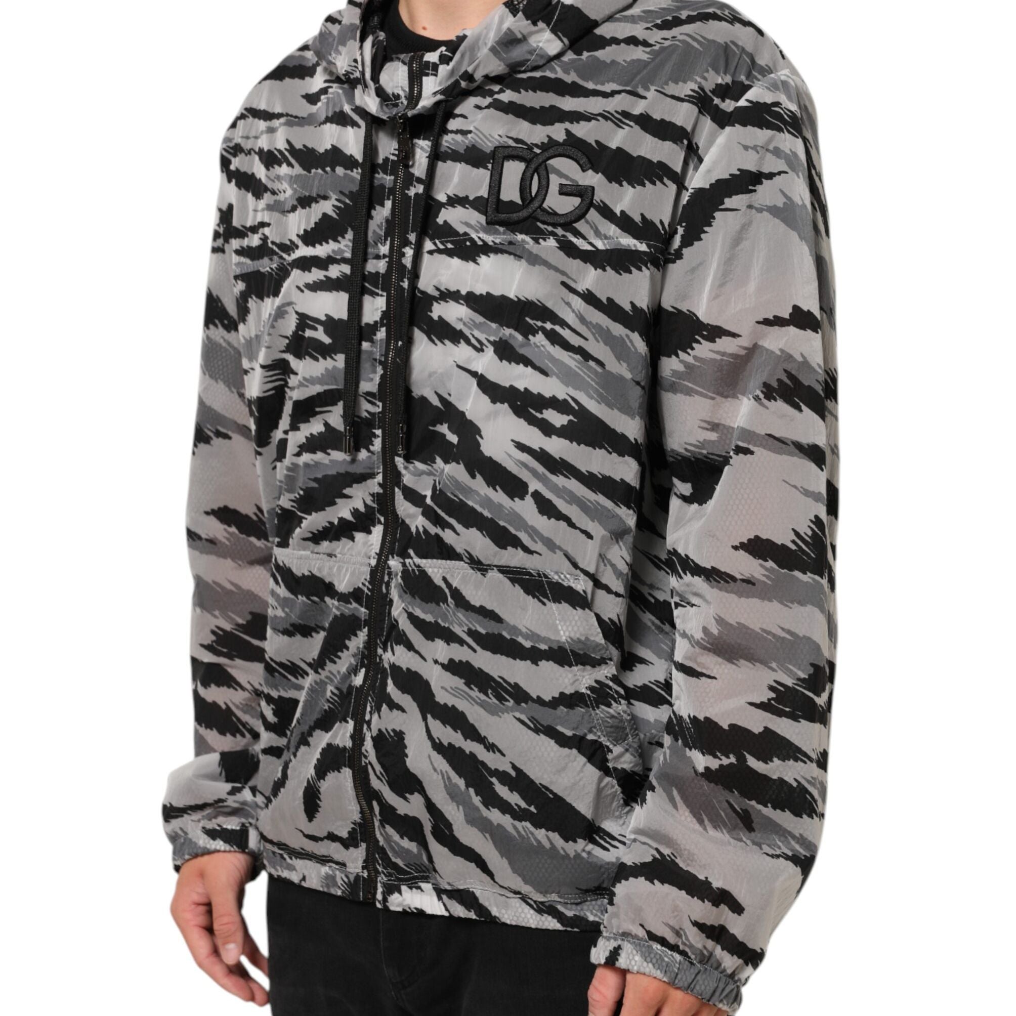 Dolce & Gabbana Gray Camouflage Hooded Sweatshirt Jacket
