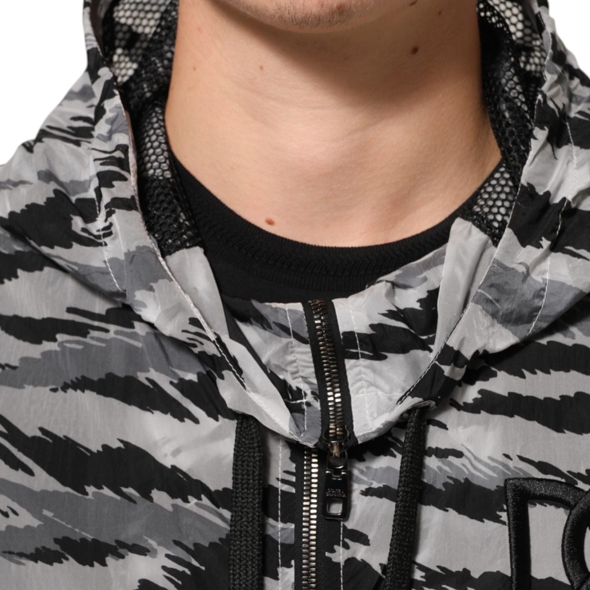 Dolce & Gabbana Gray Camouflage Hooded Sweatshirt Jacket
