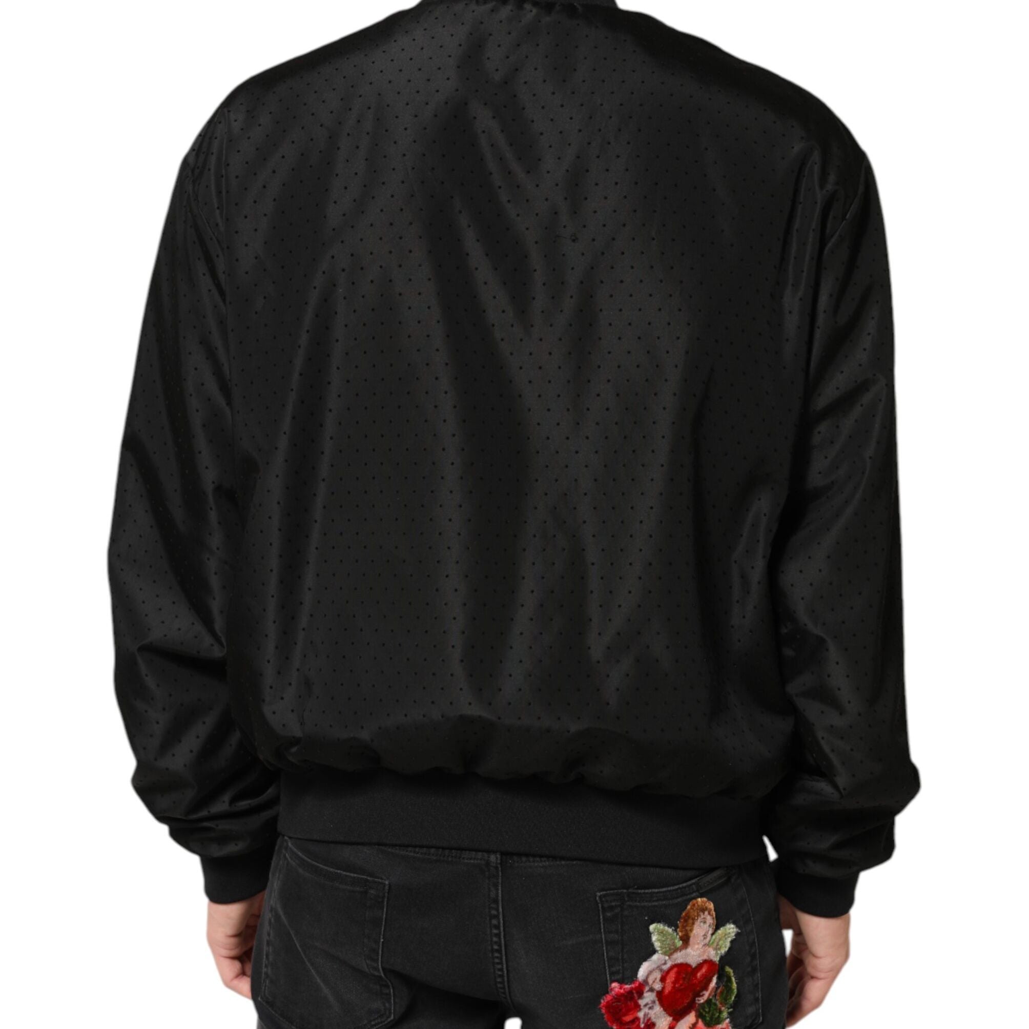 Dolce & Gabbana Black Acetate Full Zip Bomber Men Jacket