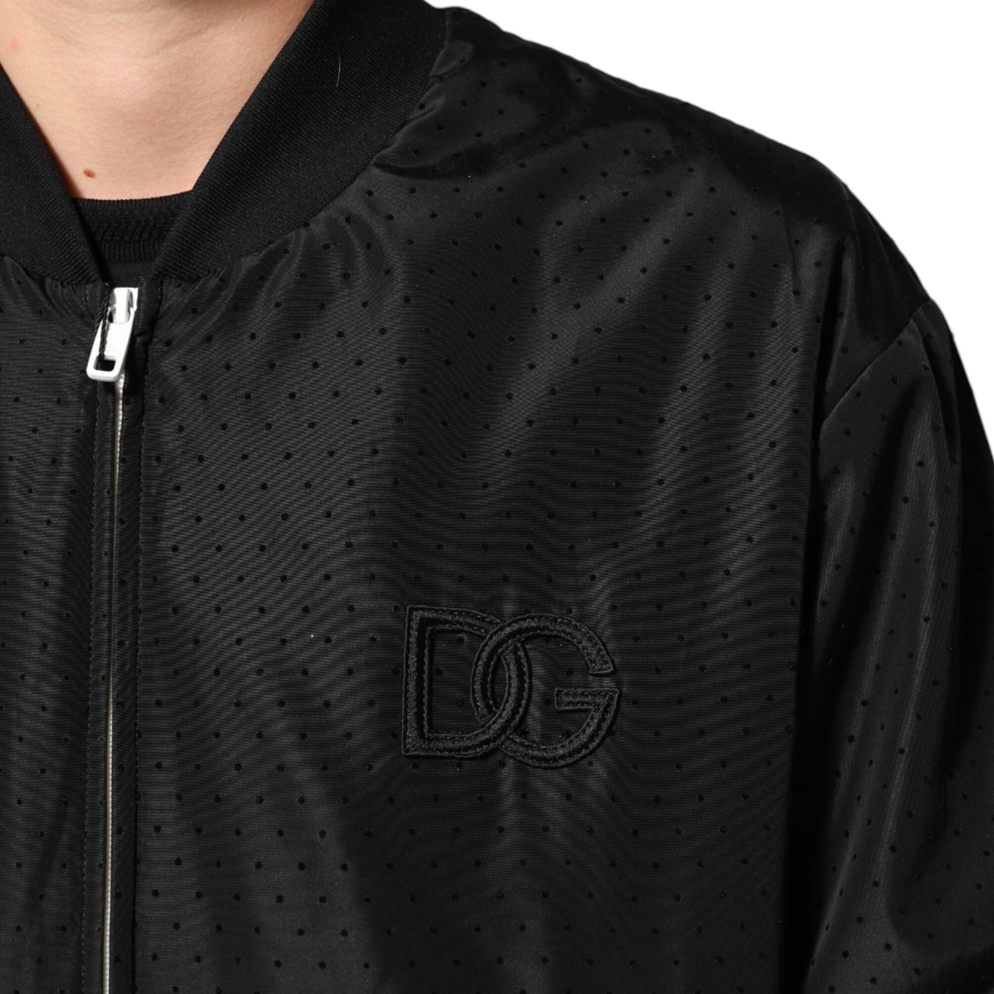 Dolce & Gabbana Black Acetate Full Zip Bomber Men Jacket