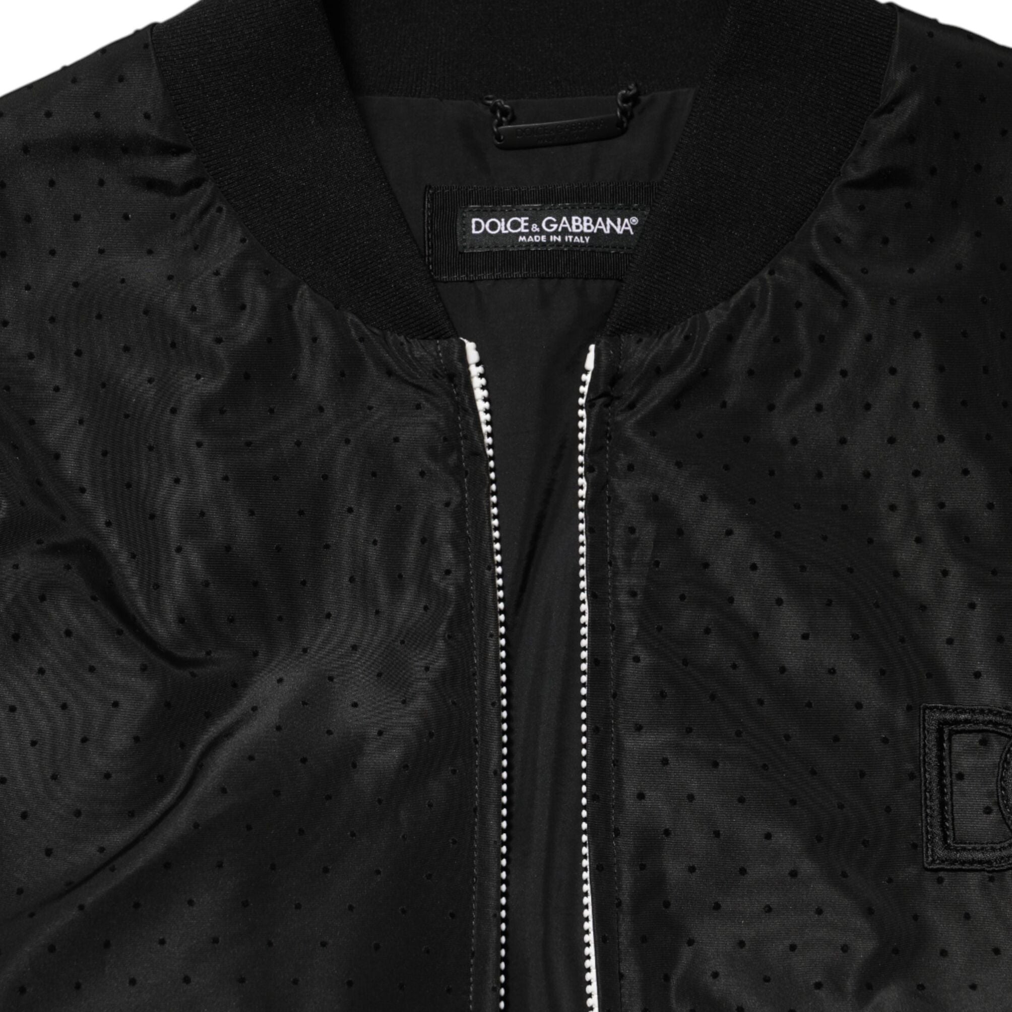 Dolce & Gabbana Black Acetate Full Zip Bomber Men Jacket