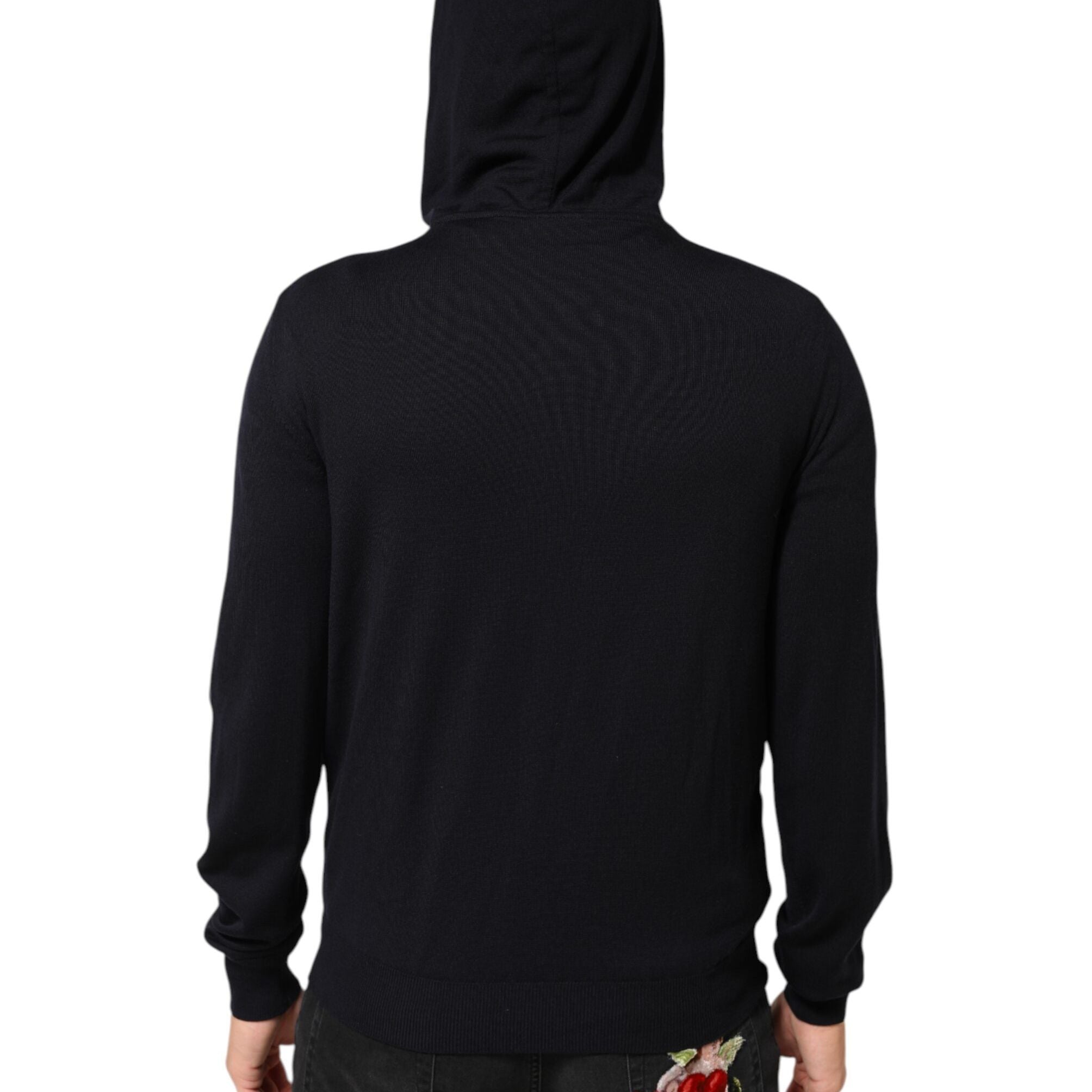 Dolce & Gabbana Black Leather Full Zip Hooded Blouson Jacket