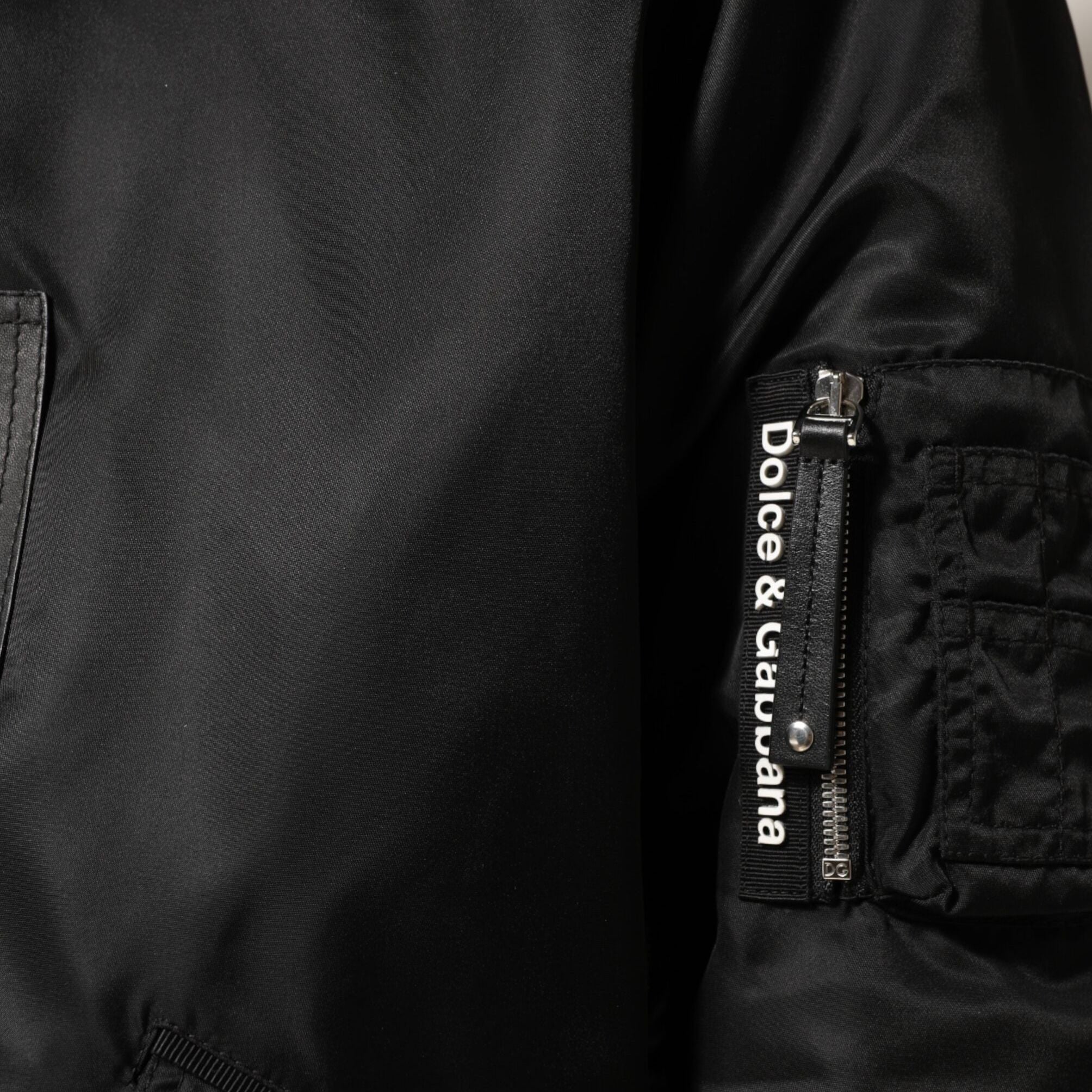 Dolce & Gabbana Black Cotton Hooded Full Zip Bomber Jacket