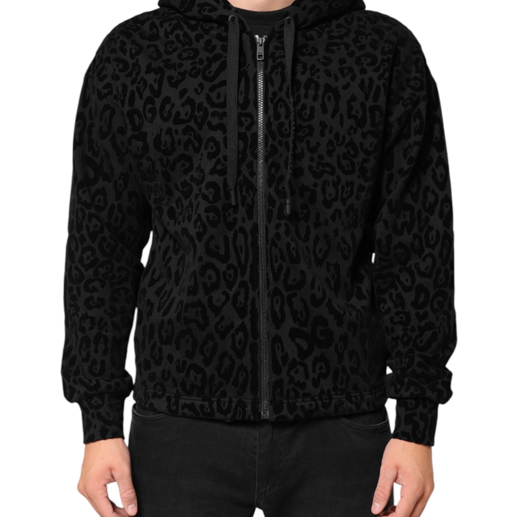 Dolce & Gabbana Black Cotton Hooded Full Zip Bomber Jacket