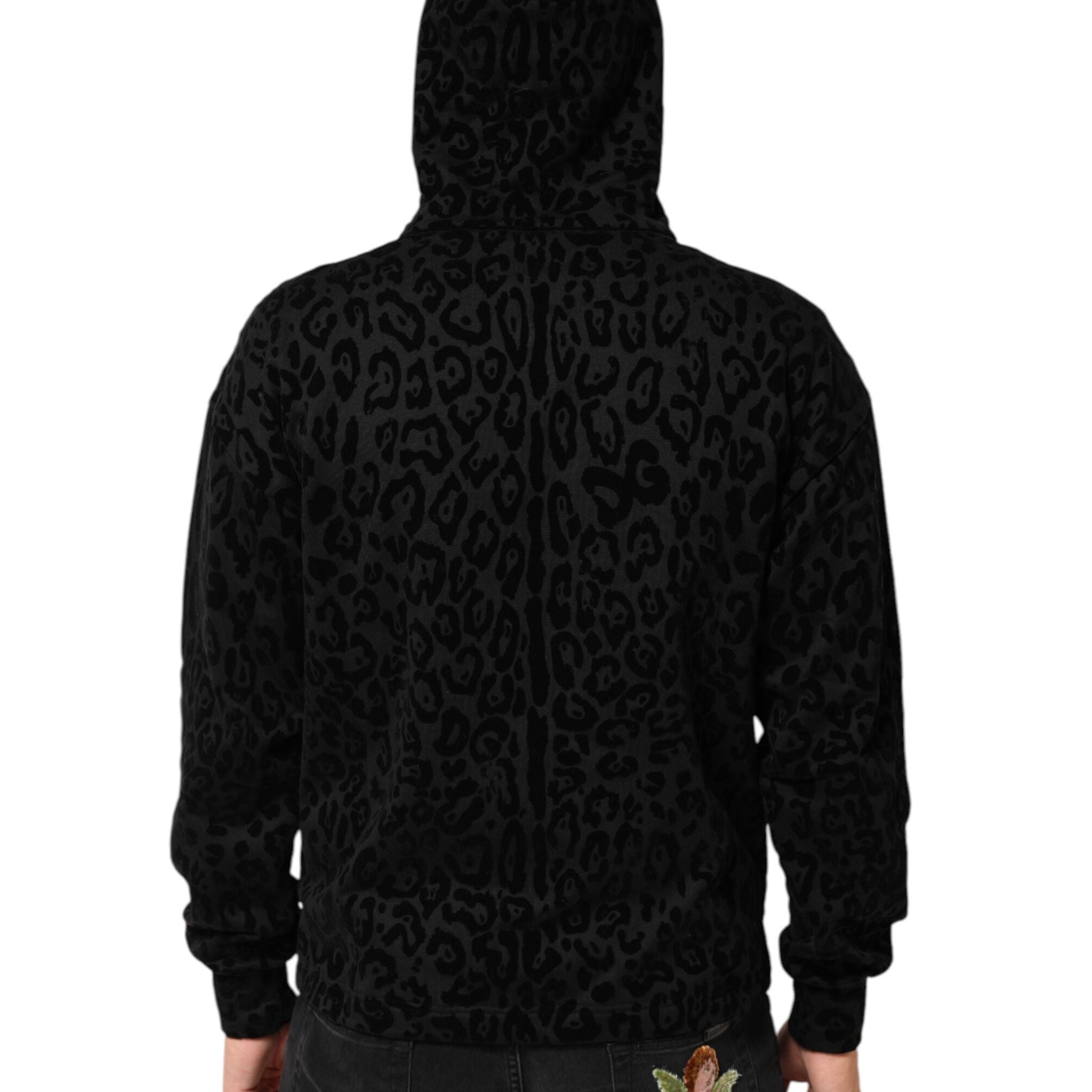 Dolce & Gabbana Black Cotton Hooded Full Zip Bomber Jacket