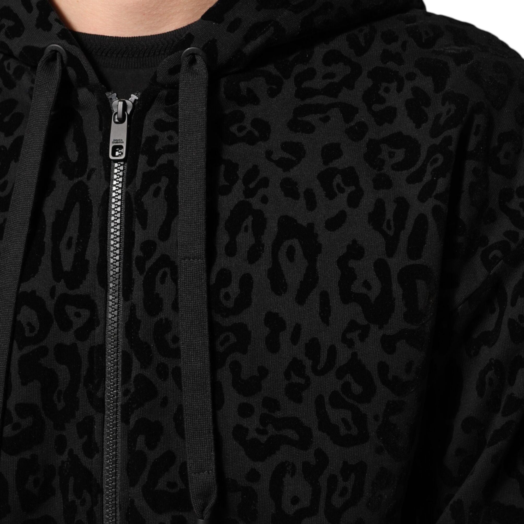 Dolce & Gabbana Black Cotton Hooded Full Zip Bomber Jacket