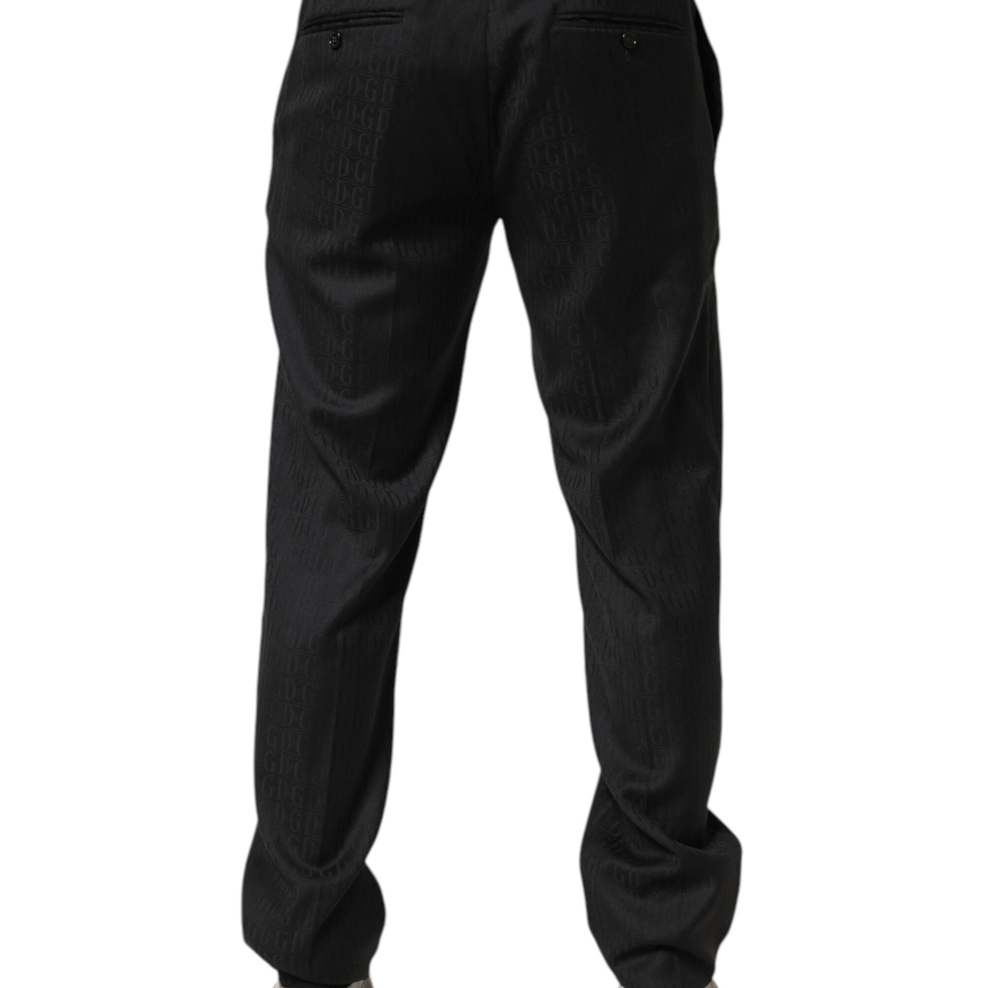 Dolce & Gabbana Black Wool Mid Waist Dress Men Trouser Pants