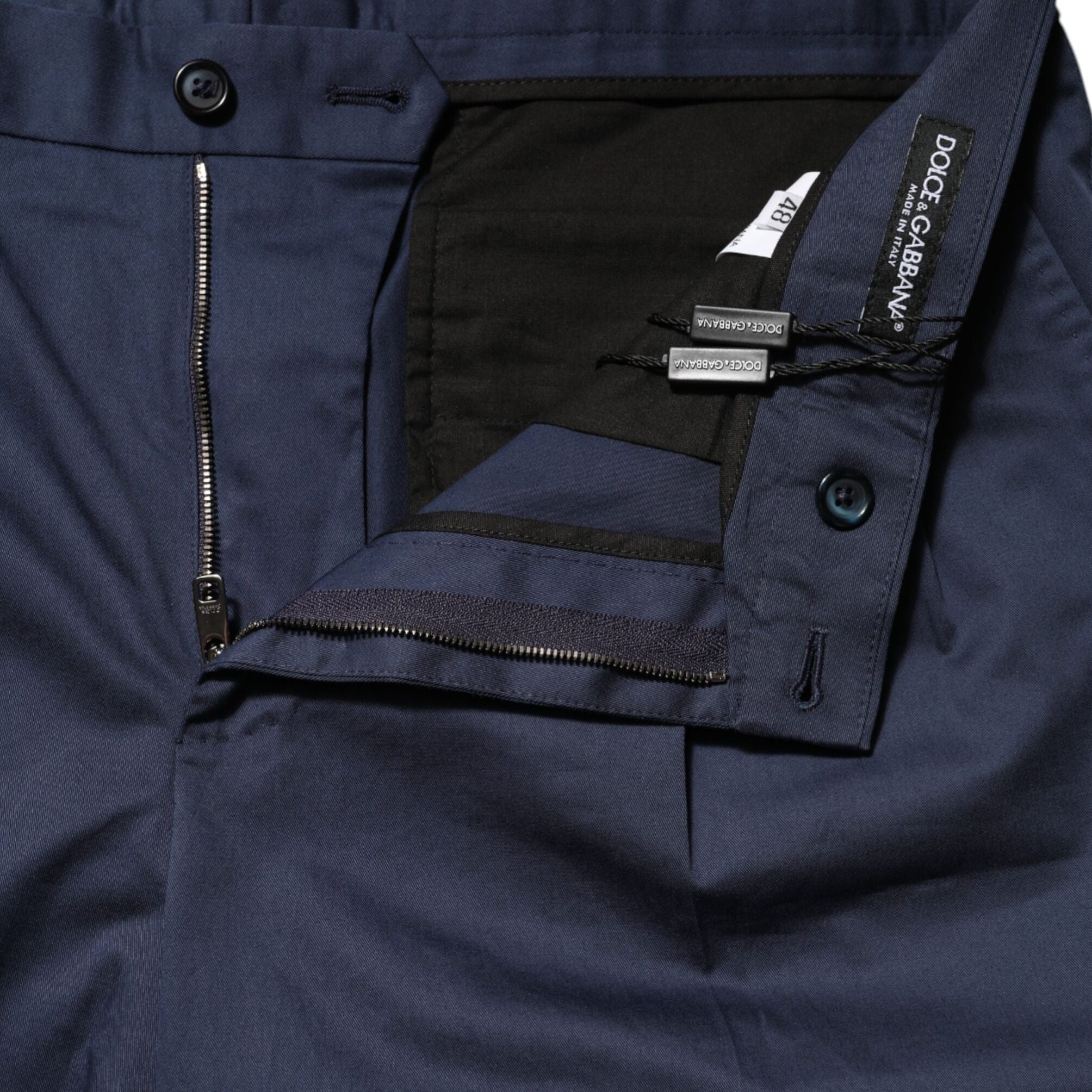 Dolce & Gabbana Blue Cotton Stretch Mid Waist Bermuda Shorts