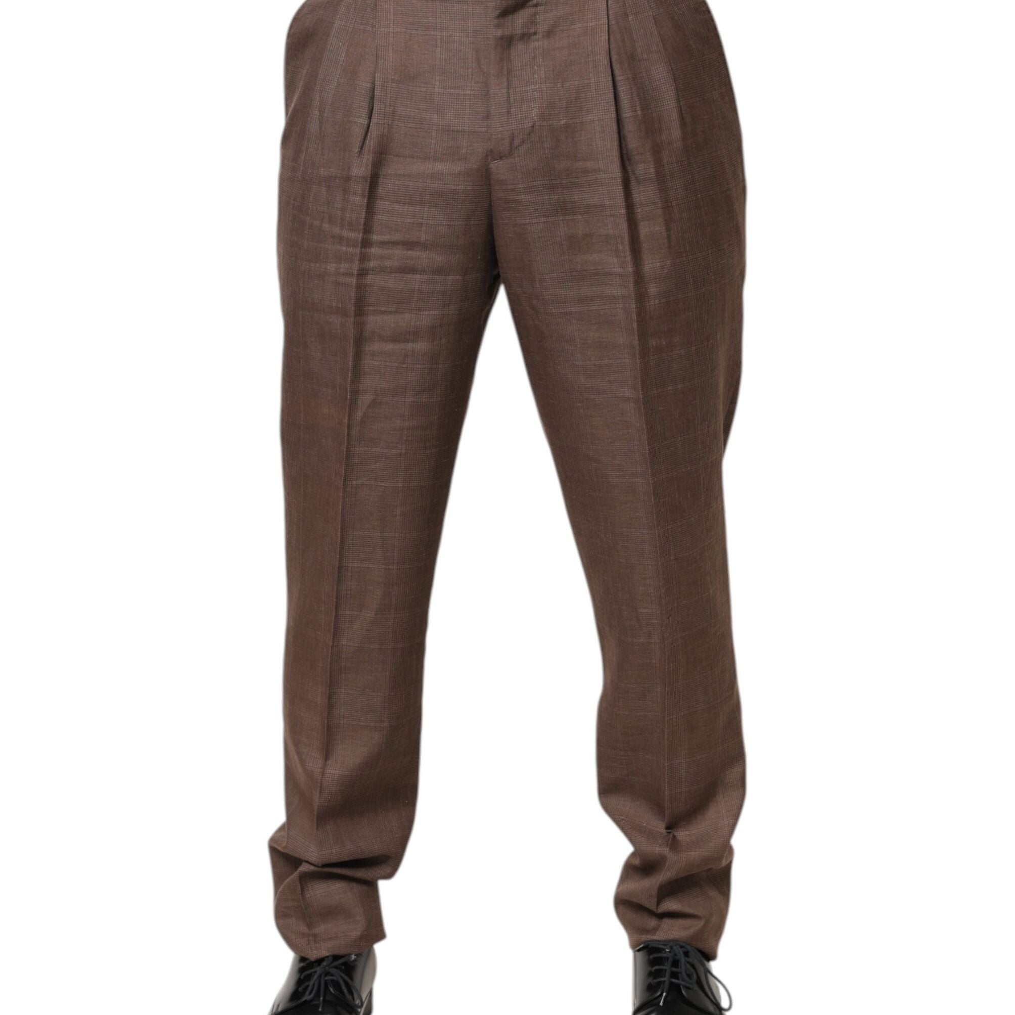 Brunello Cucinelli Brown Wool Mid Waist Dress Trouser Pants
