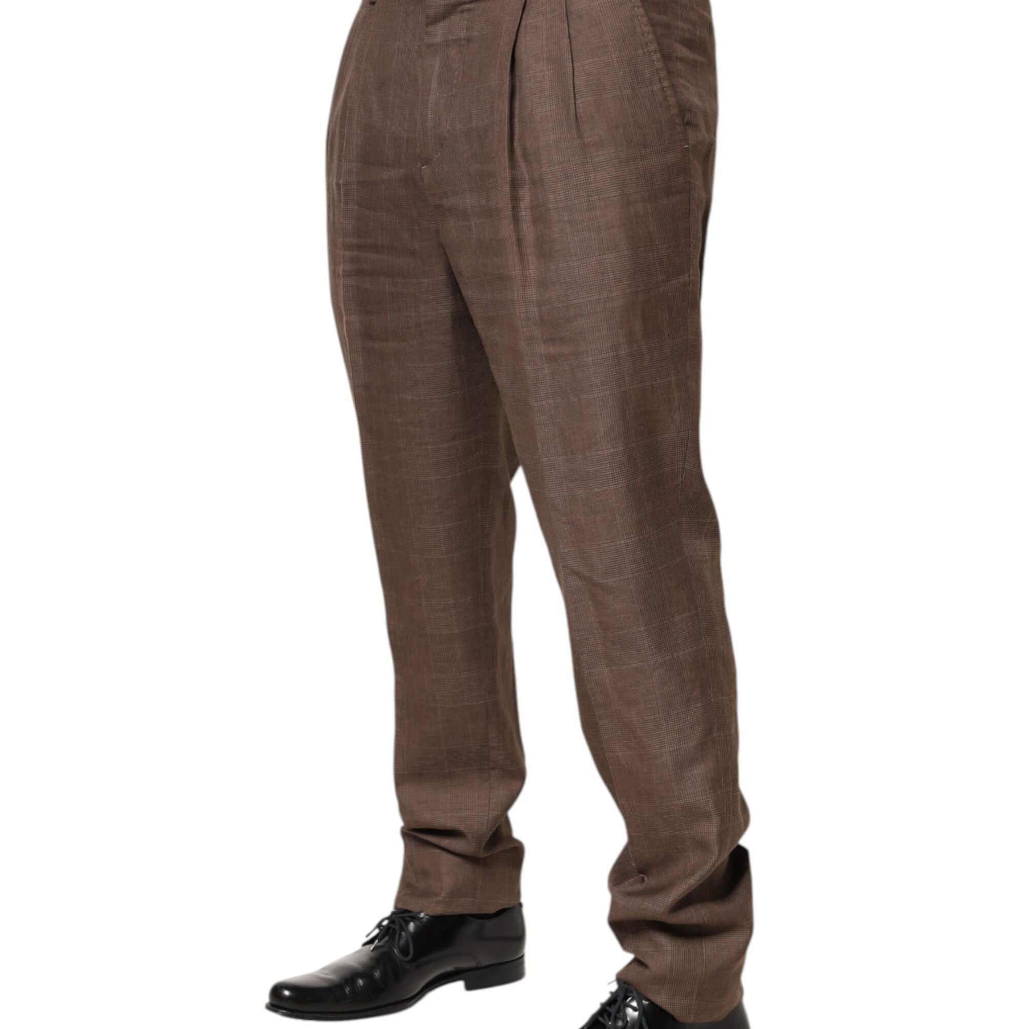 Brunello Cucinelli Brown Wool Mid Waist Dress Trouser Pants