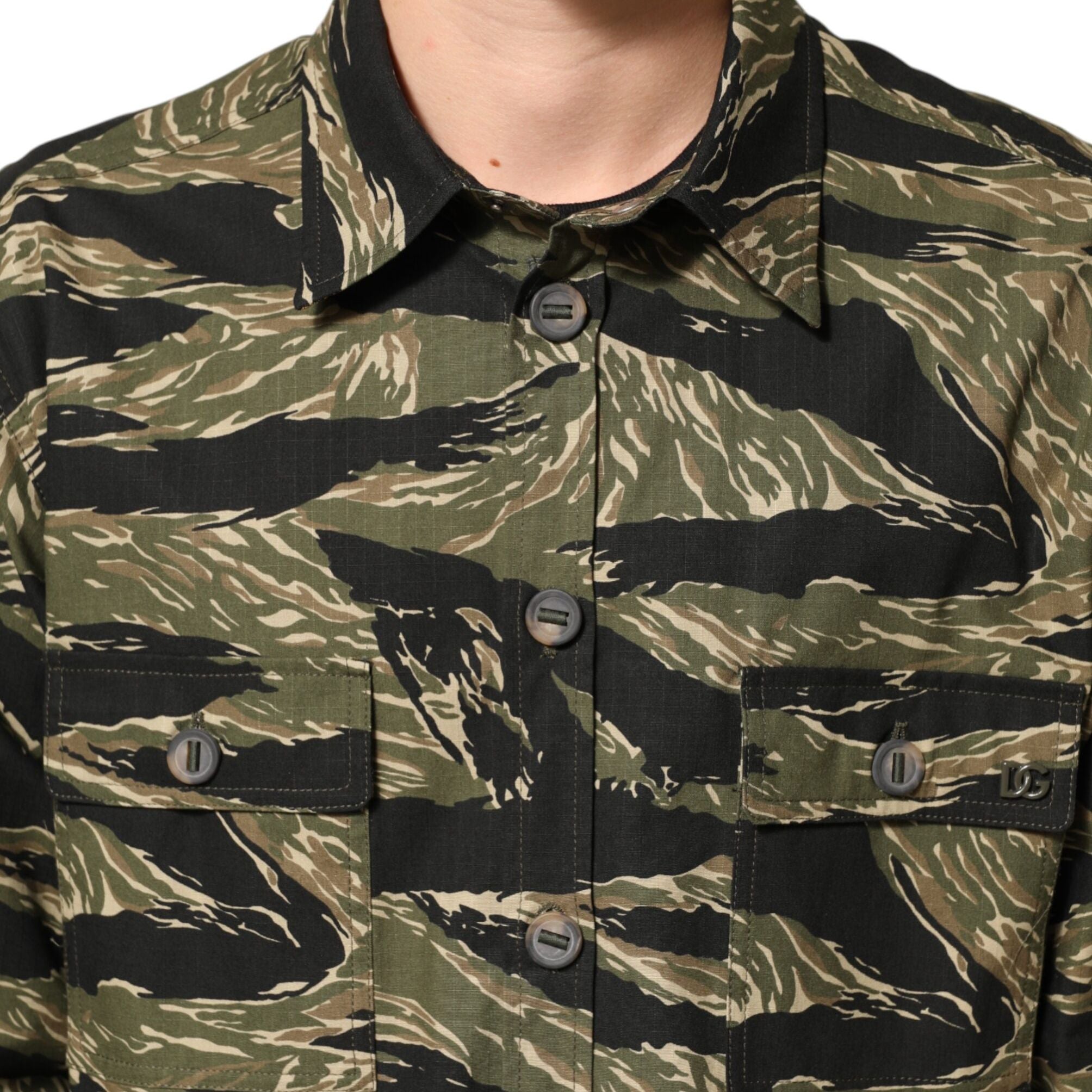 Dolce & Gabbana Multicolor Camouflage Cotton Casual Shirt