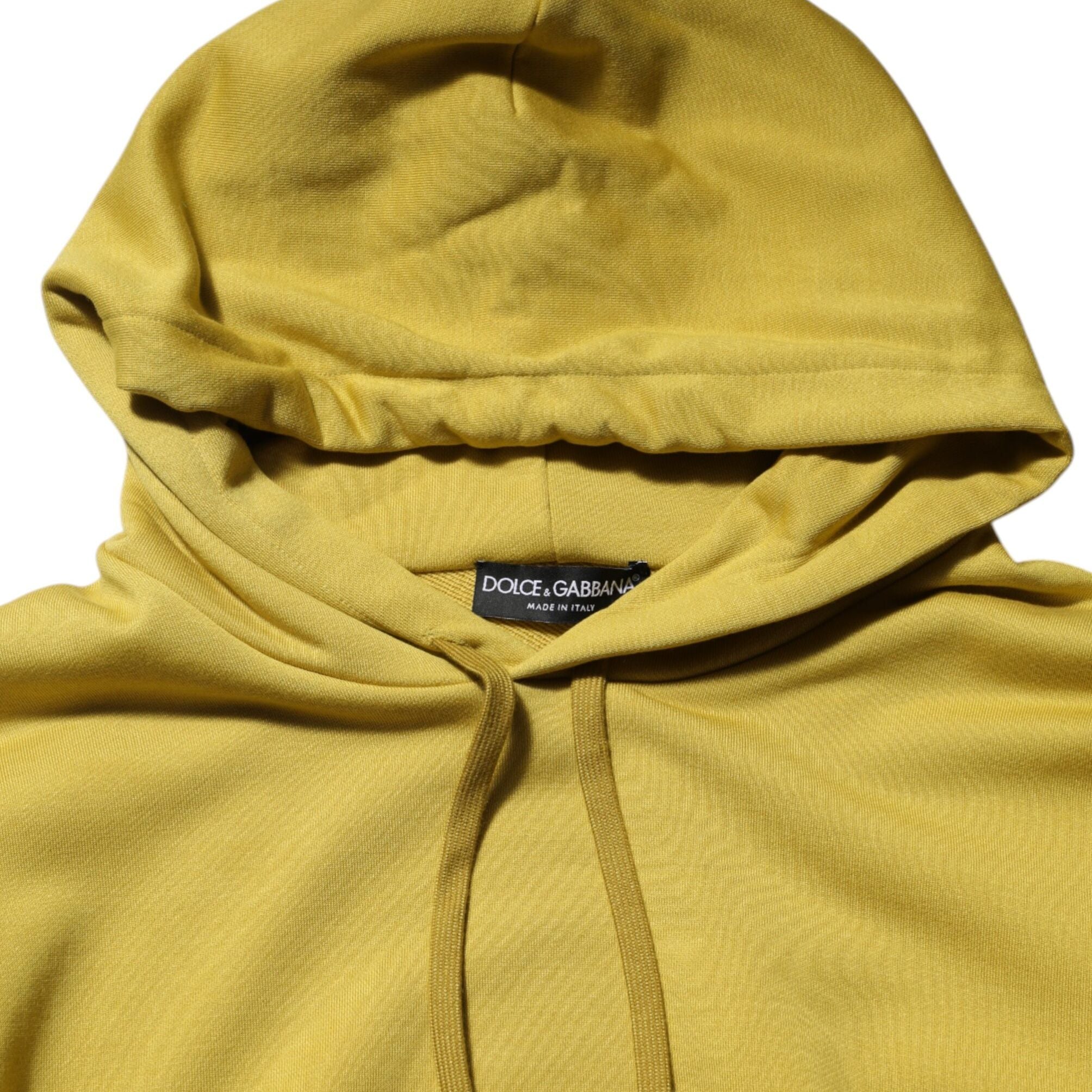 Dolce & Gabbana Yellow Logo Cotton Hooded Sweatshirt Sweater