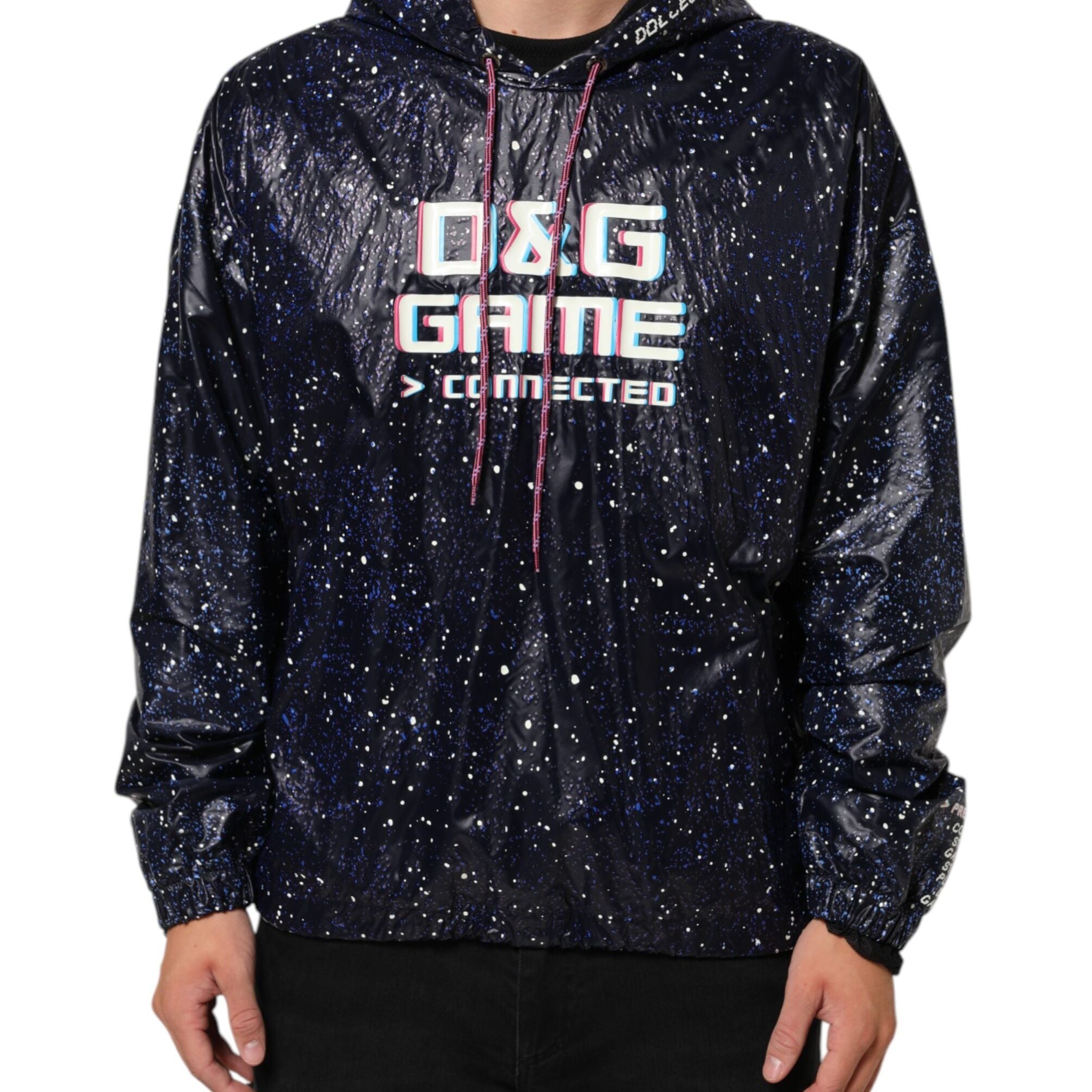 Dolce & Gabbana Blue D&G Game Hooded Men Sweatshirt Sweater