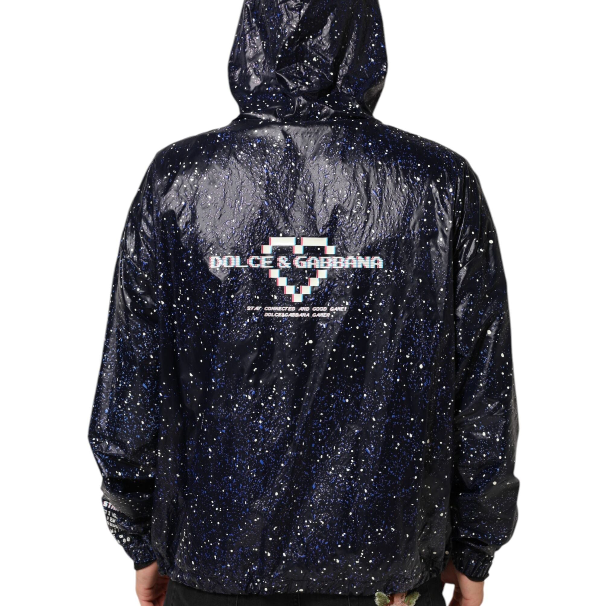 Dolce & Gabbana Blue D&G Game Hooded Men Sweatshirt Sweater