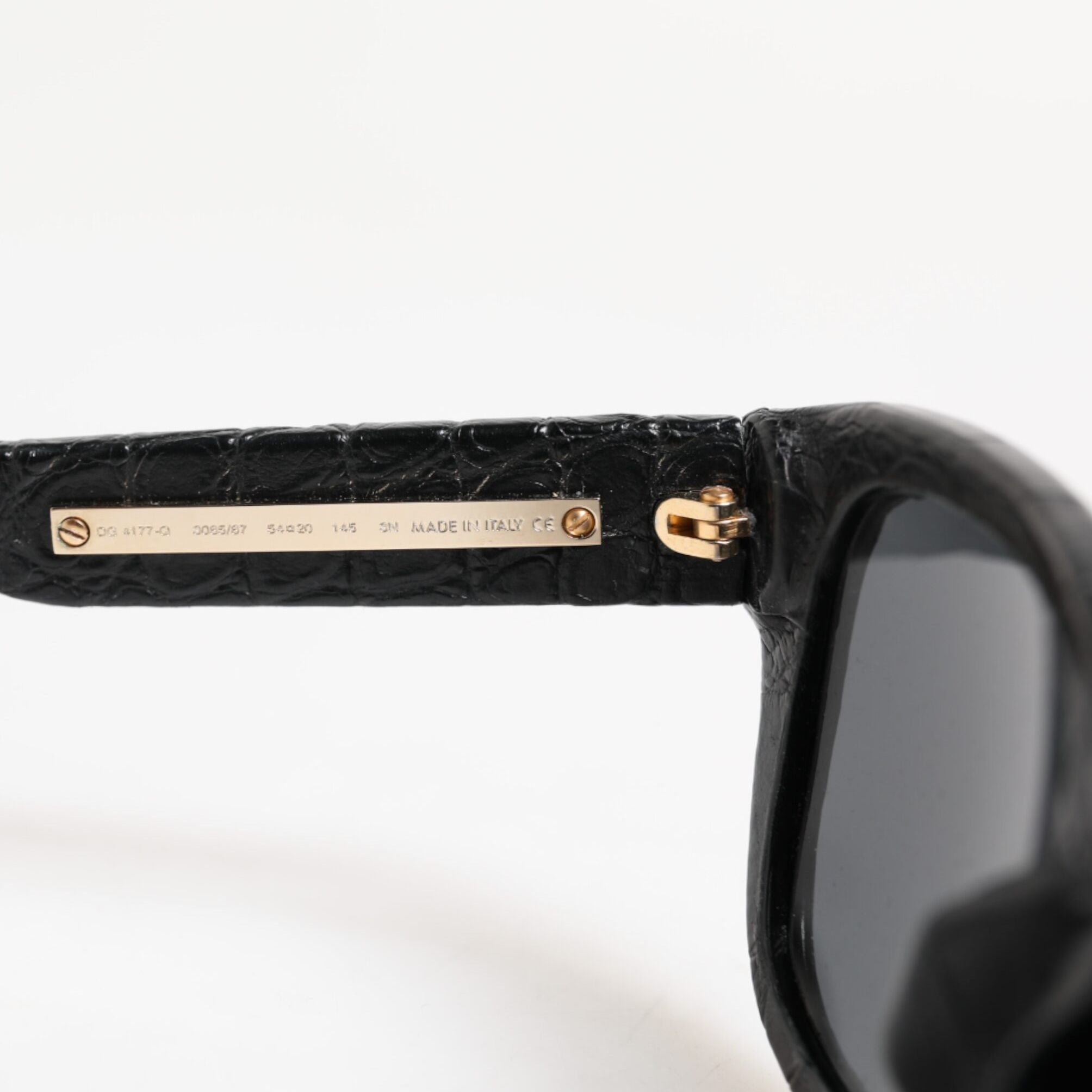 Dolce & Gabbana DG4177 Black Leather Frame Tinted Lens Sunglasses